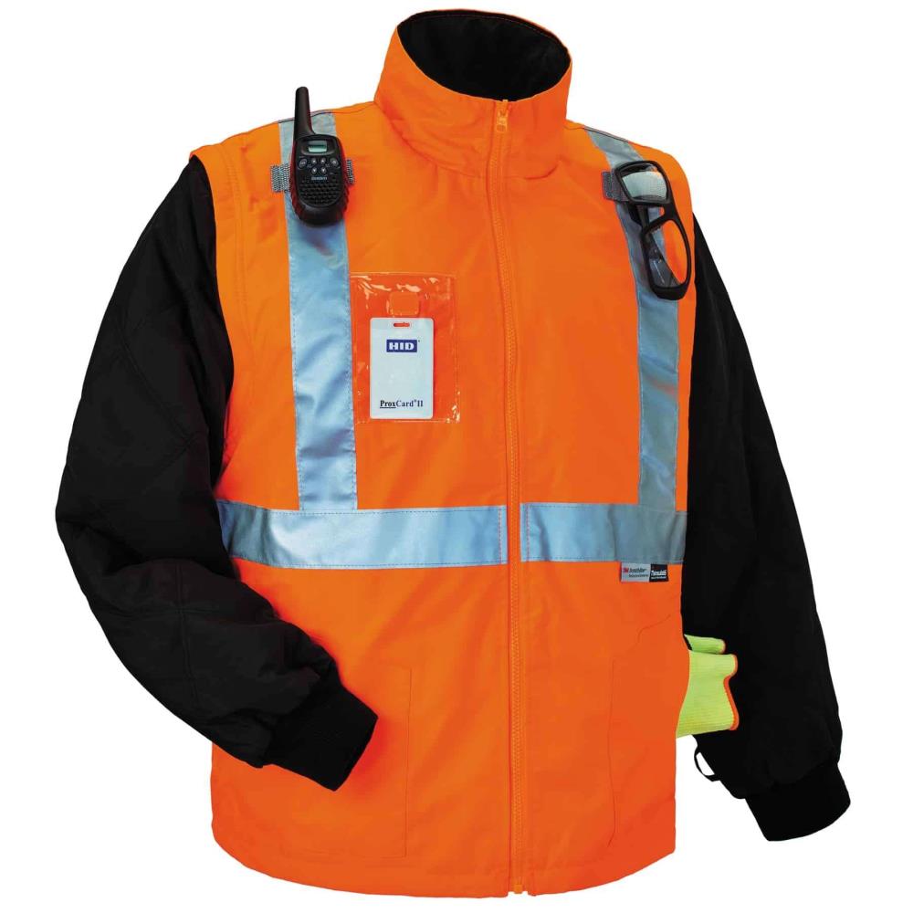 Chamarra de Trabajo Acolchada con Capucha en Naranja para Adulto Talla 3XL