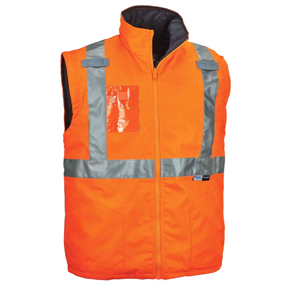Chamarra de Trabajo Acolchada con Capucha en Naranja para Adulto Talla 3XL