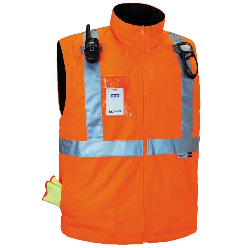 Chamarra de Trabajo Acolchada con Capucha en Naranja para Adulto Talla 3XL