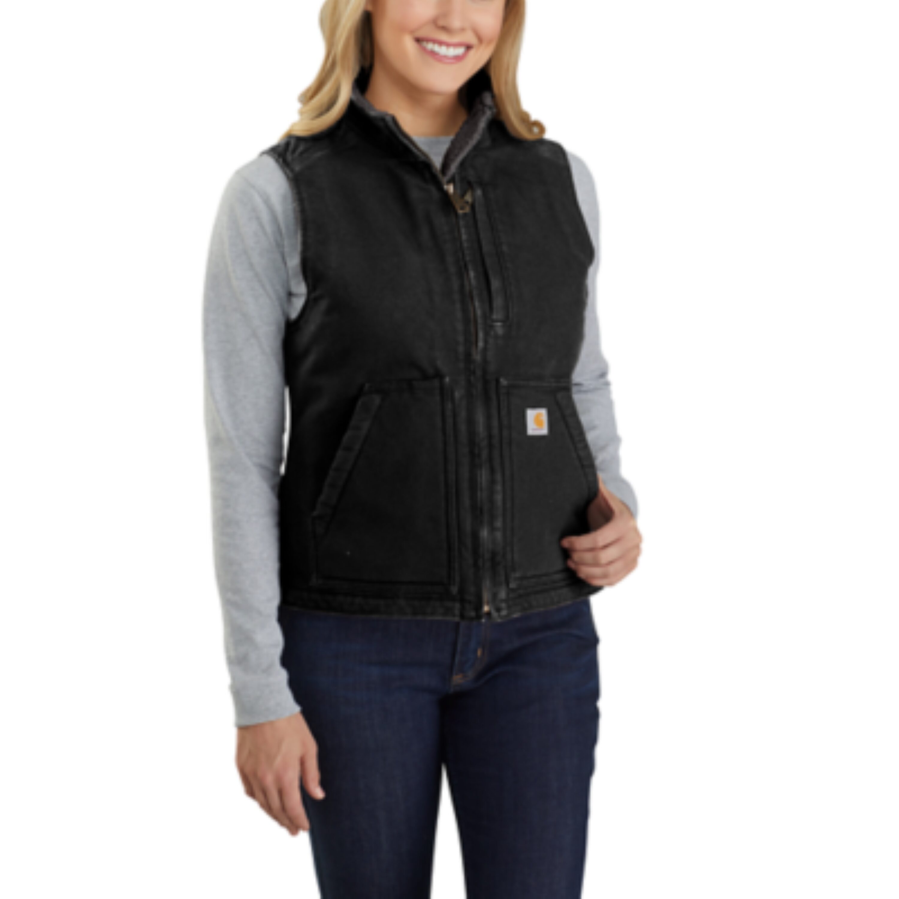 Chaleco Acolchado de Poliéster Negro para Mujer Carhartt Talla Extra Grande