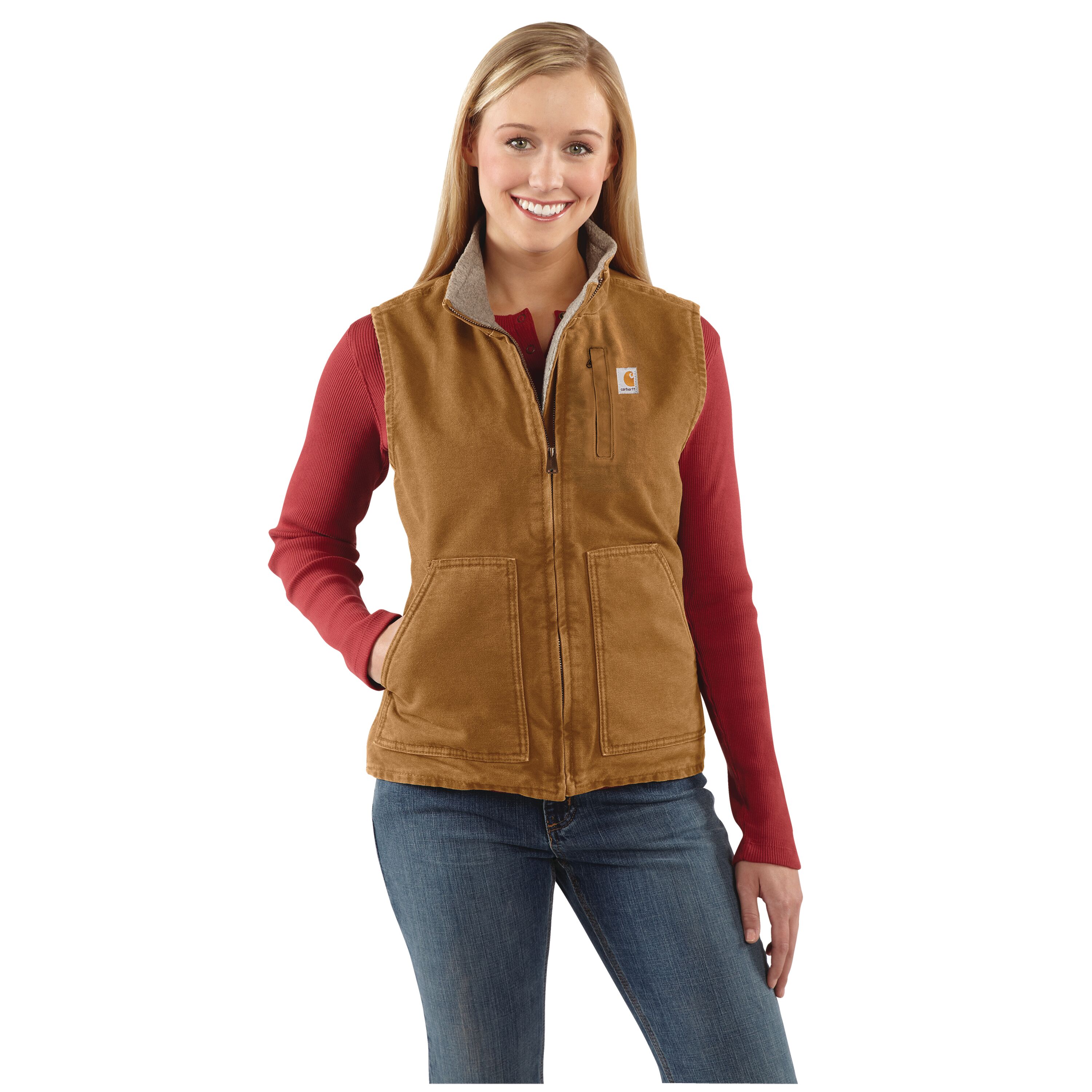 Chaleco Acolchado de Mujer en Poliéster Café Carhartt Talla Extra Grande
