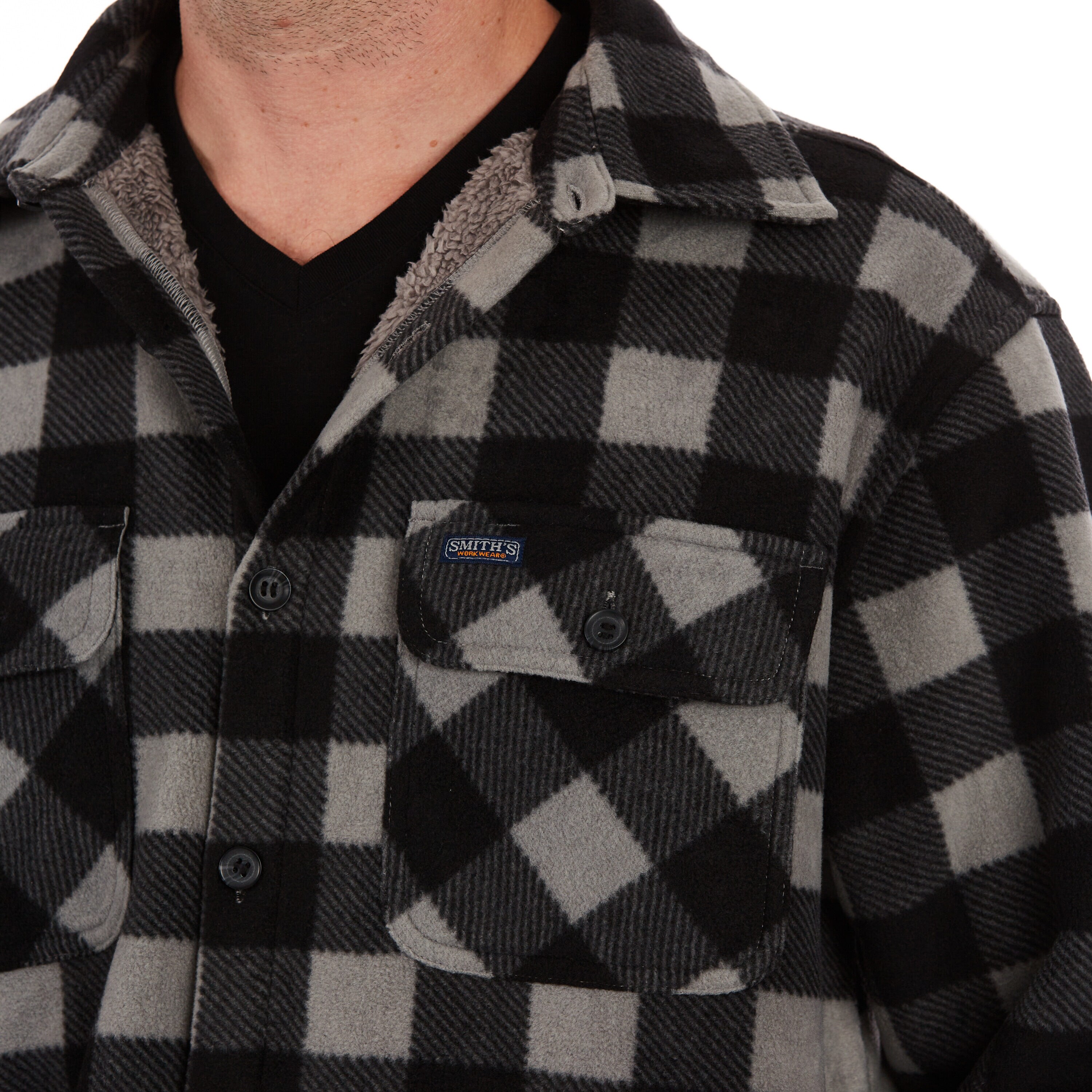 Ropa de trabajo para hombres en gris/negro-371 de poliéster con forro de polar (Mediano) S4564-GBK-M