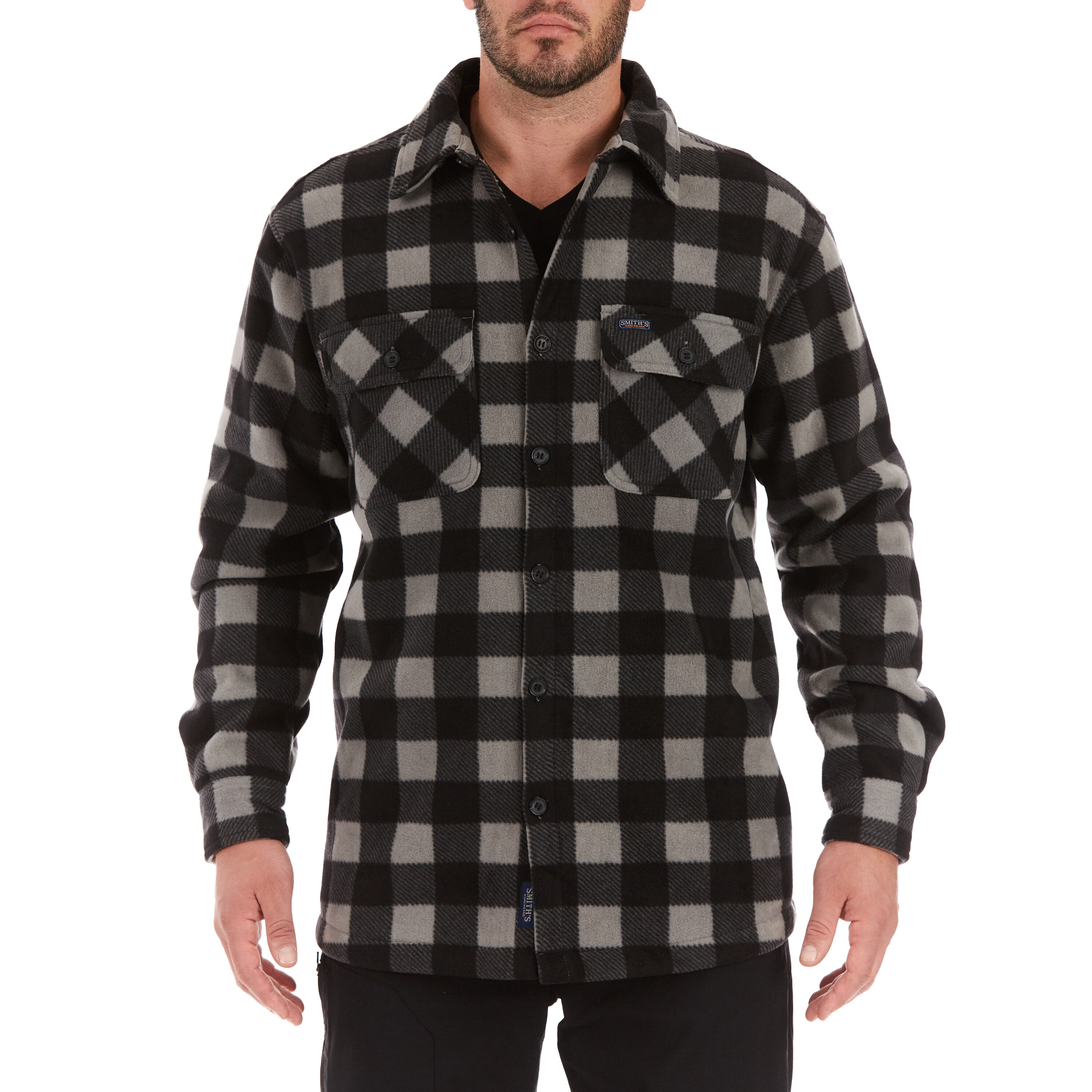 Ropa de trabajo para hombres en gris/negro-371 de poliéster con forro de polar (Mediano) S4564-GBK-M