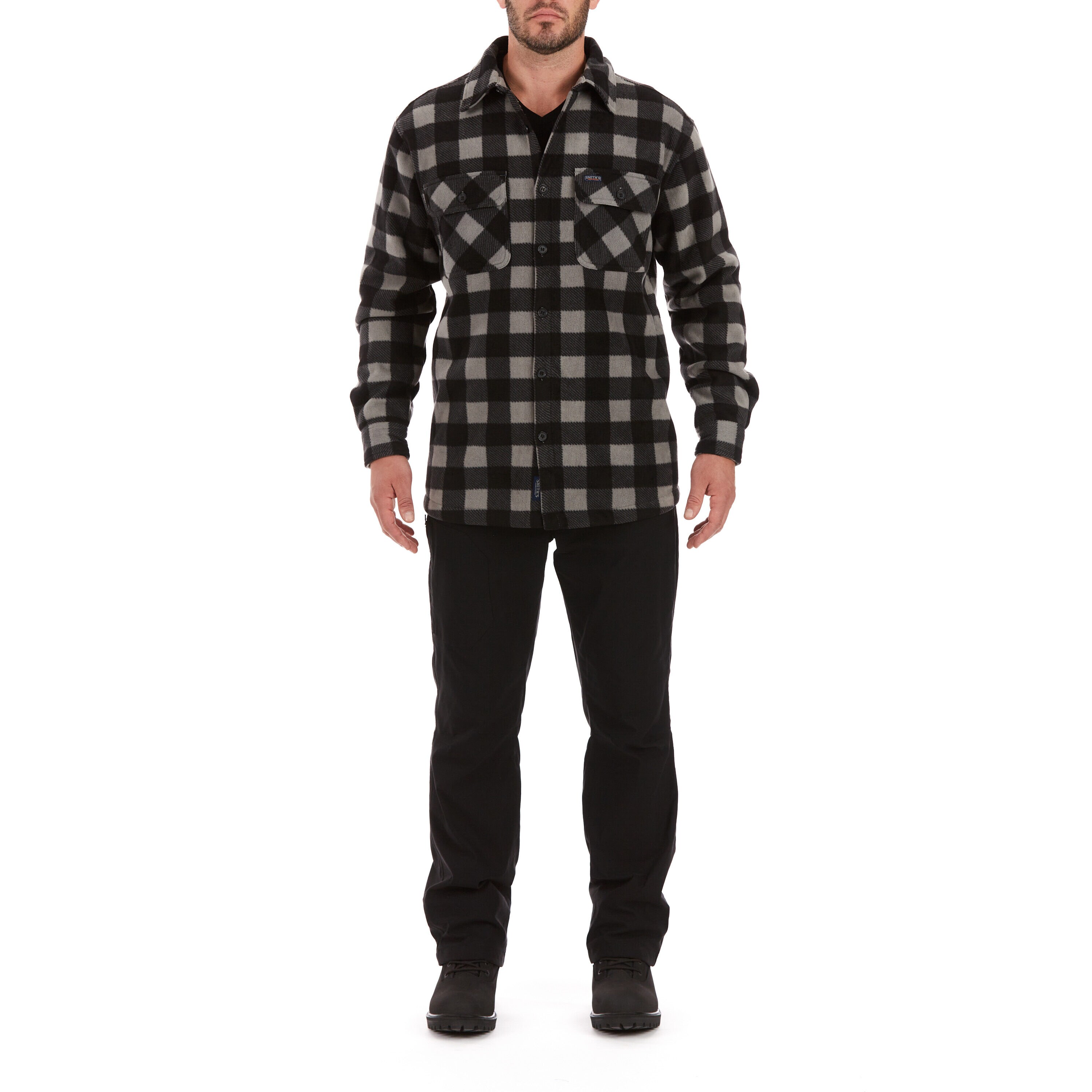 Ropa de trabajo para hombres en gris/negro-371 de poliéster con forro de polar (Mediano) S4564-GBK-M