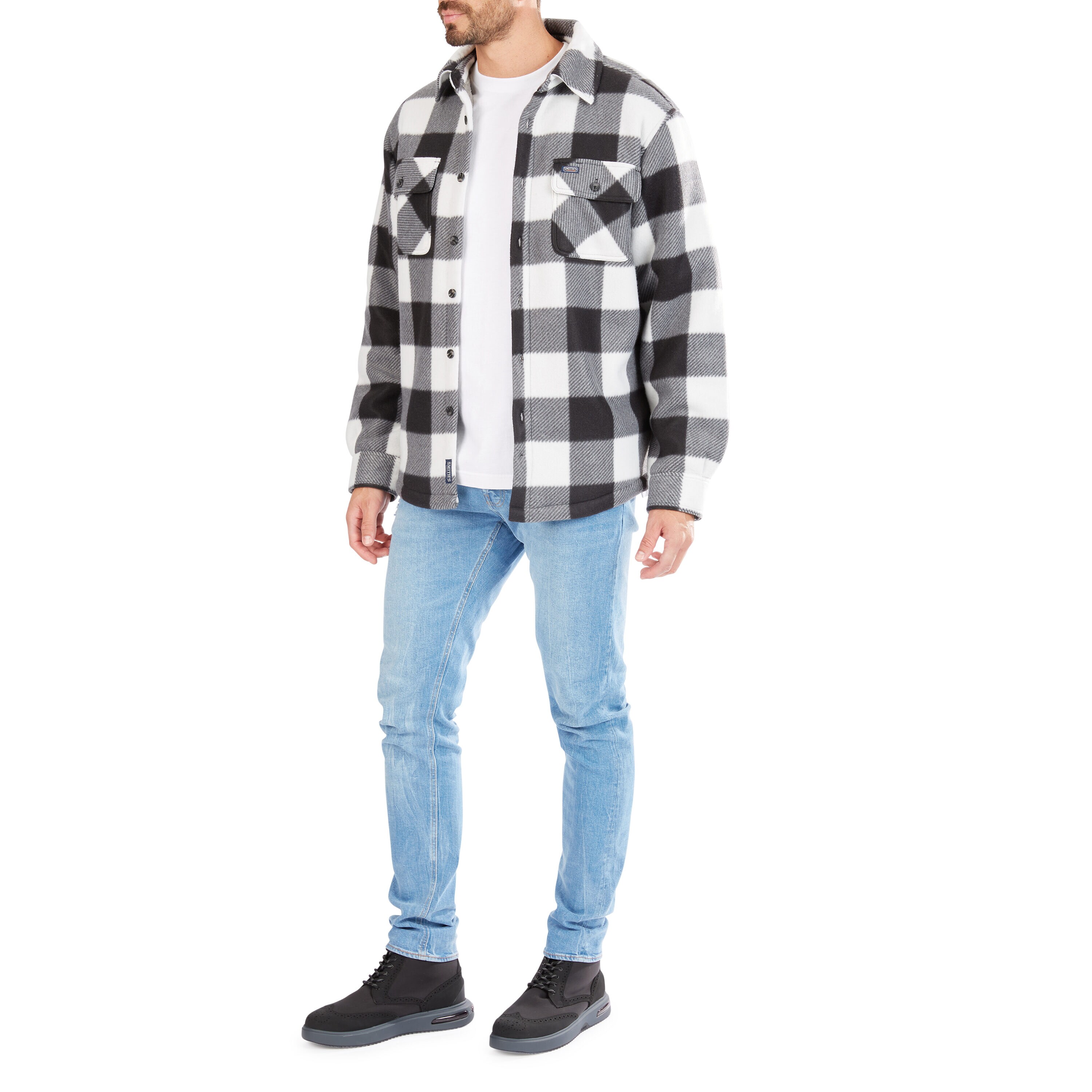 Ropa de Trabajo para Hombres de Smith en Blanco/Negro-503 de Poliéster con Forro de Lana Aislante (Mediano) S4564-WB-M