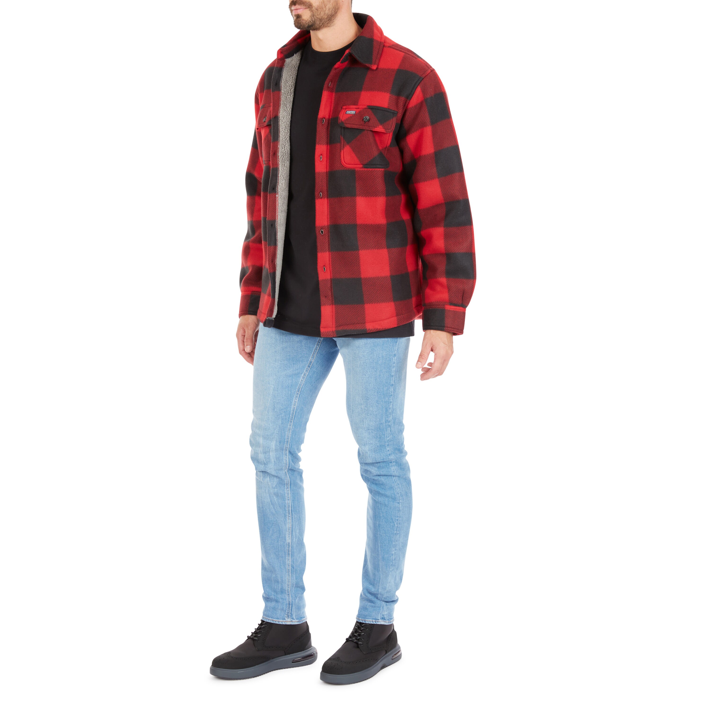 Ropa de trabajo para hombres de Smith en rojo y negro con forro de poliéster aislante y polar (talla mediana) S4564-RB-M