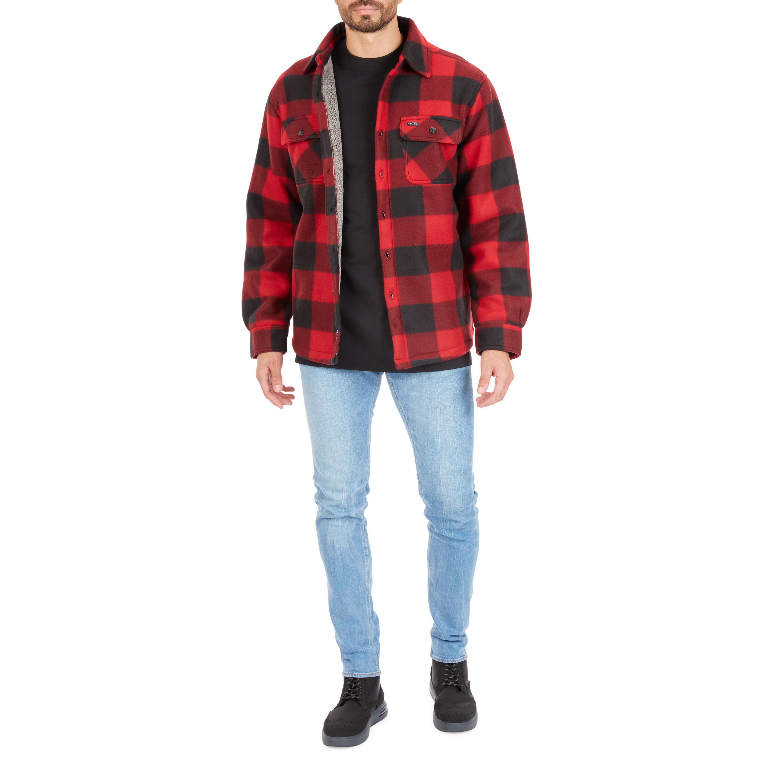 Ropa de trabajo para hombres de Smith en rojo y negro con forro de poliéster aislante y polar (talla mediana) S4564-RB-M