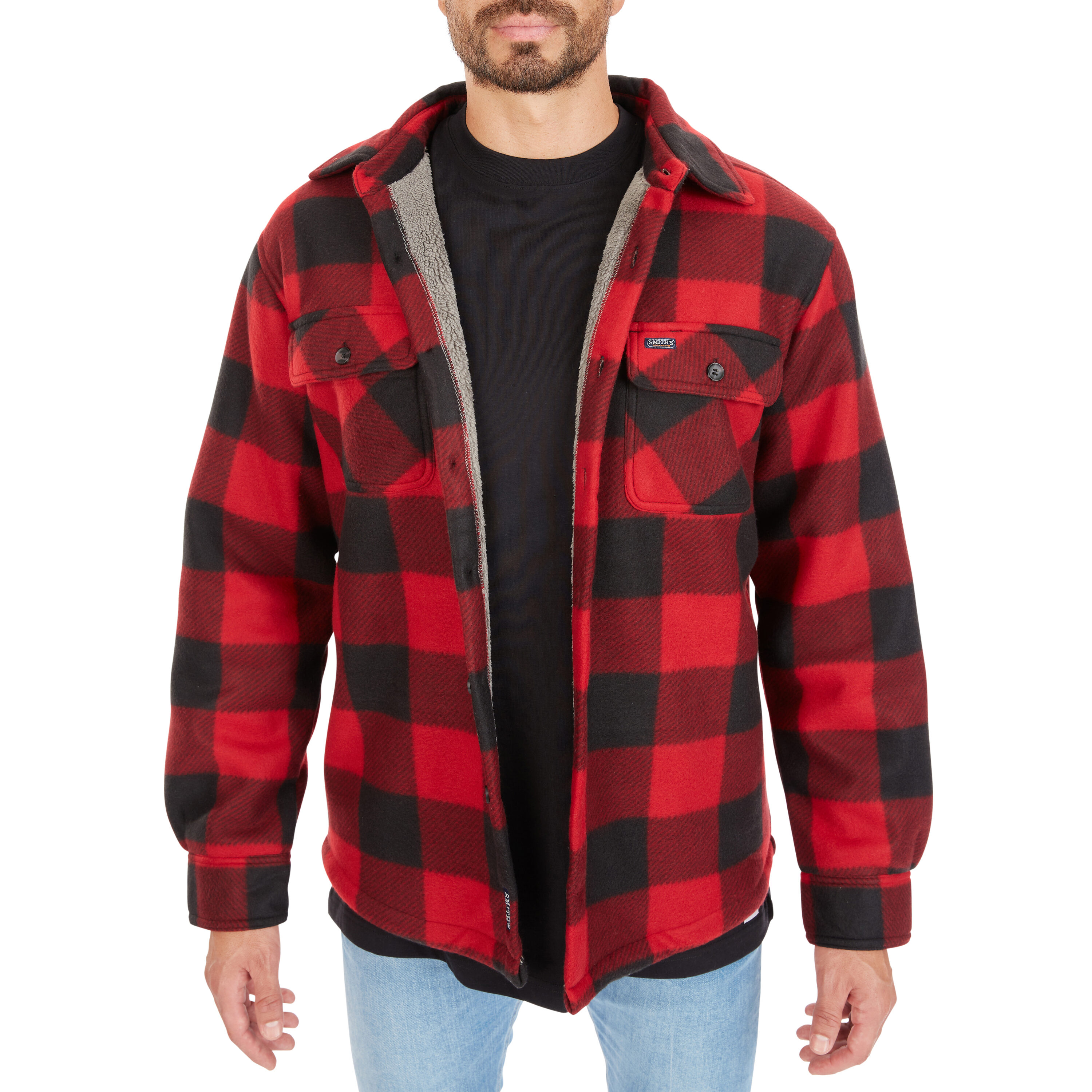 Ropa de trabajo para hombres de Smith en rojo y negro con forro de poliéster aislante y polar (talla mediana) S4564-RB-M