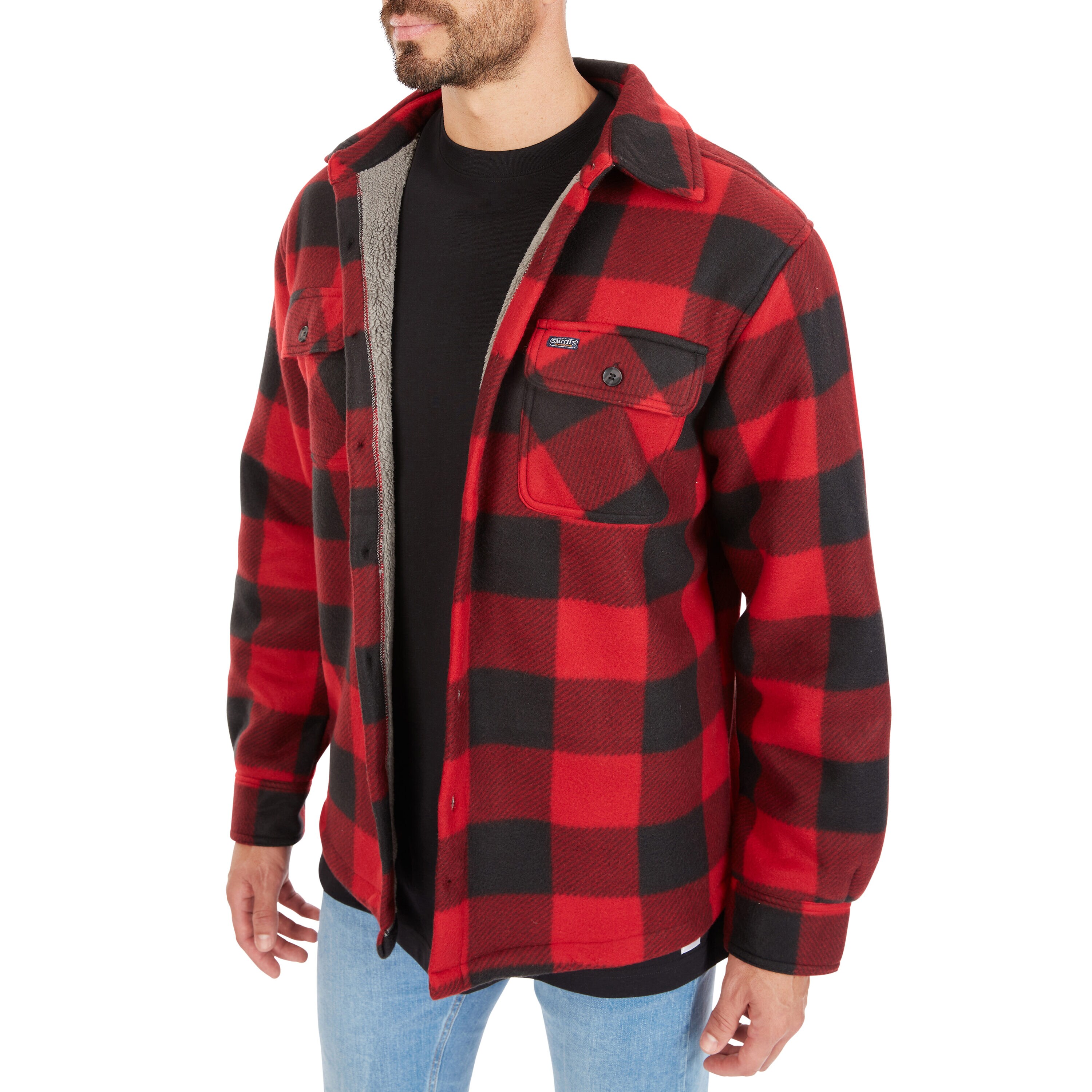 Ropa de trabajo para hombres de Smith en rojo y negro con forro de poliéster aislante y polar (talla mediana) S4564-RB-M