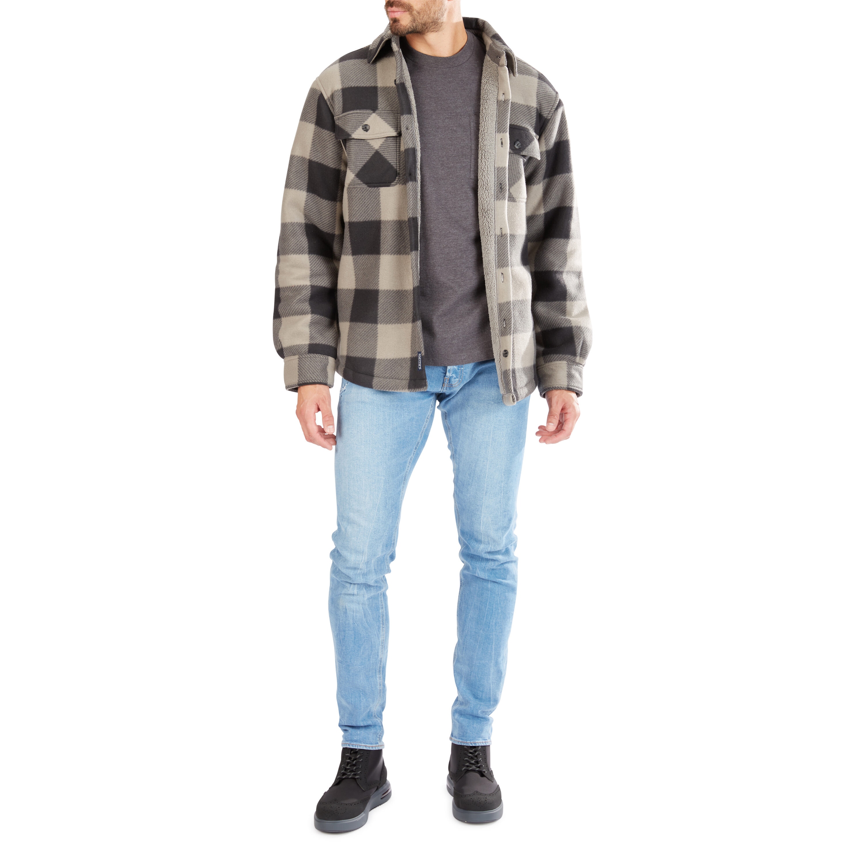 Ropa de trabajo para hombres de Smith en piedra/negro-503 de poliéster con forro aislante de polar (Mediano) S4564-STB-M