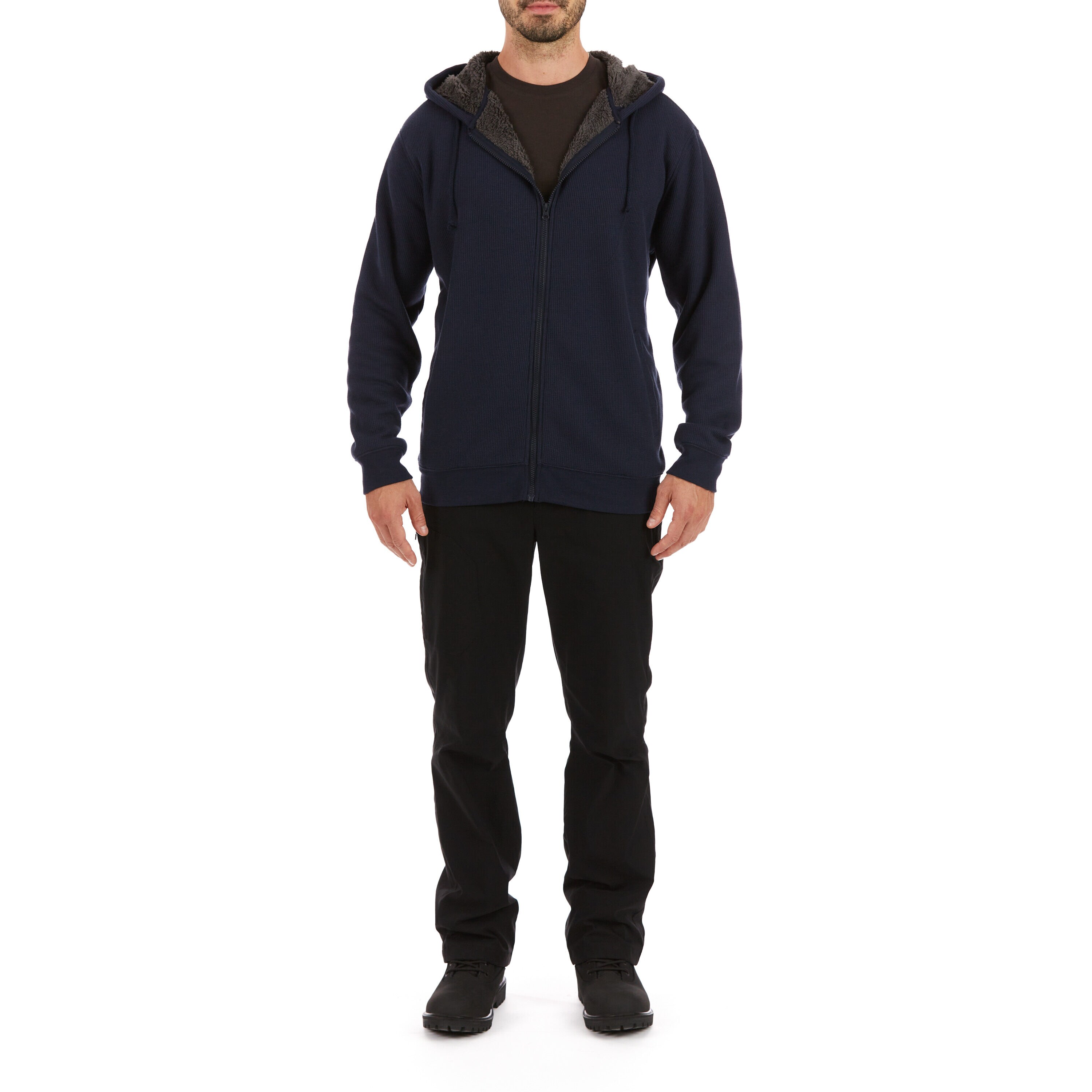 Chamarra de trabajo acolchada con capucha para hombre de Smith's Workwear en color azul marino de poliéster (Grande) S4659A-NAV-L