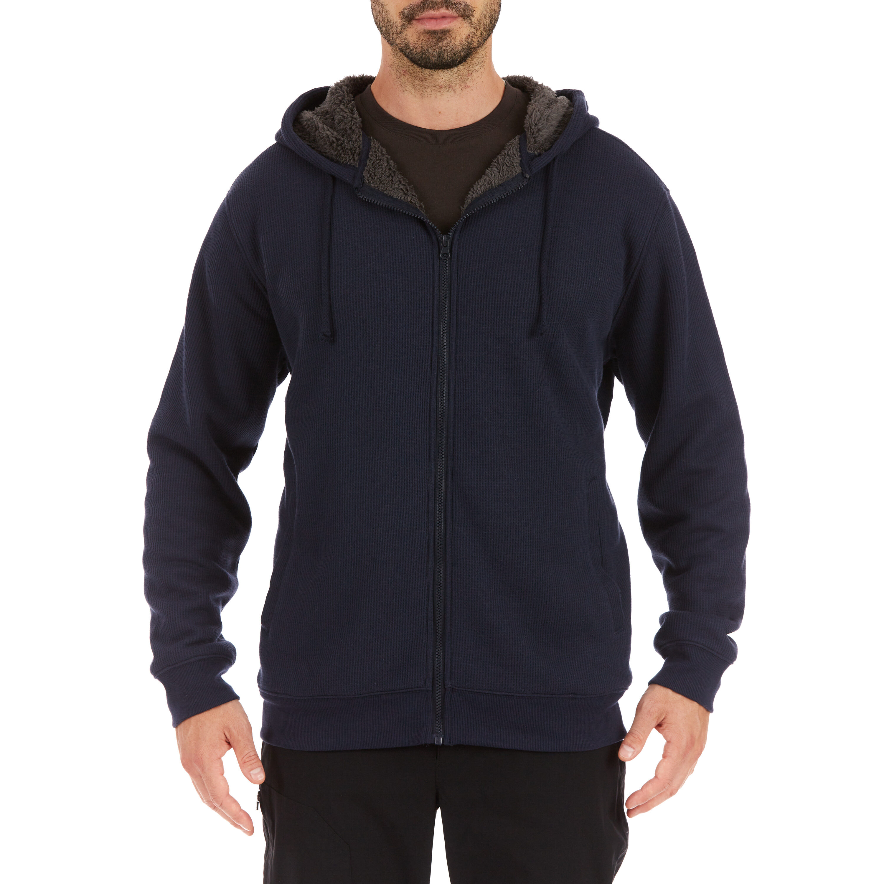 Chamarra de trabajo acolchada con capucha para hombre de Smith's Workwear en color azul marino de poliéster (Grande) S4659A-NAV-L