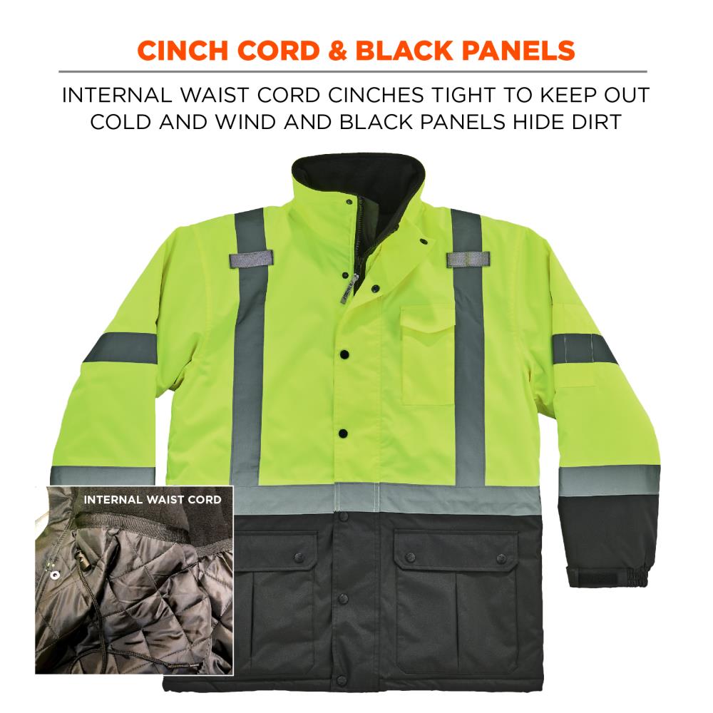 Chamarra Parka Acolchada con Capucha en Color Lima para Adulto Unisex (2XL)