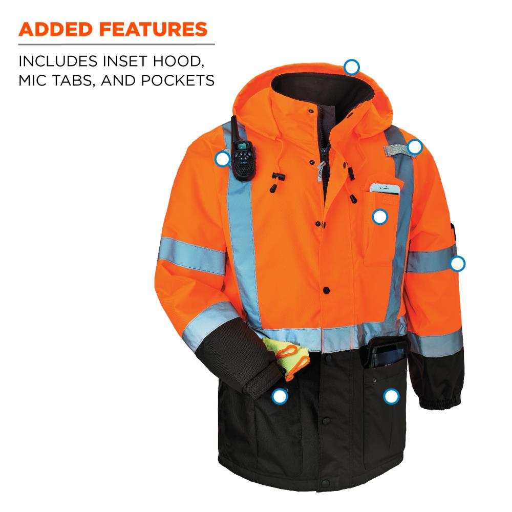 Parka Acolchada con Capucha en Color Naranja para Adultos Unisex (2XL) Glowear