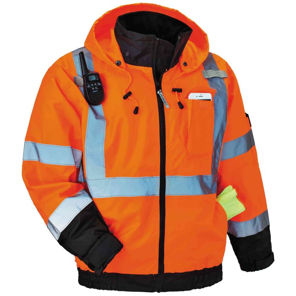 Chamarra bomber naranja con capucha y forro de lana para adulto unisex GloWear (Grande) 24464