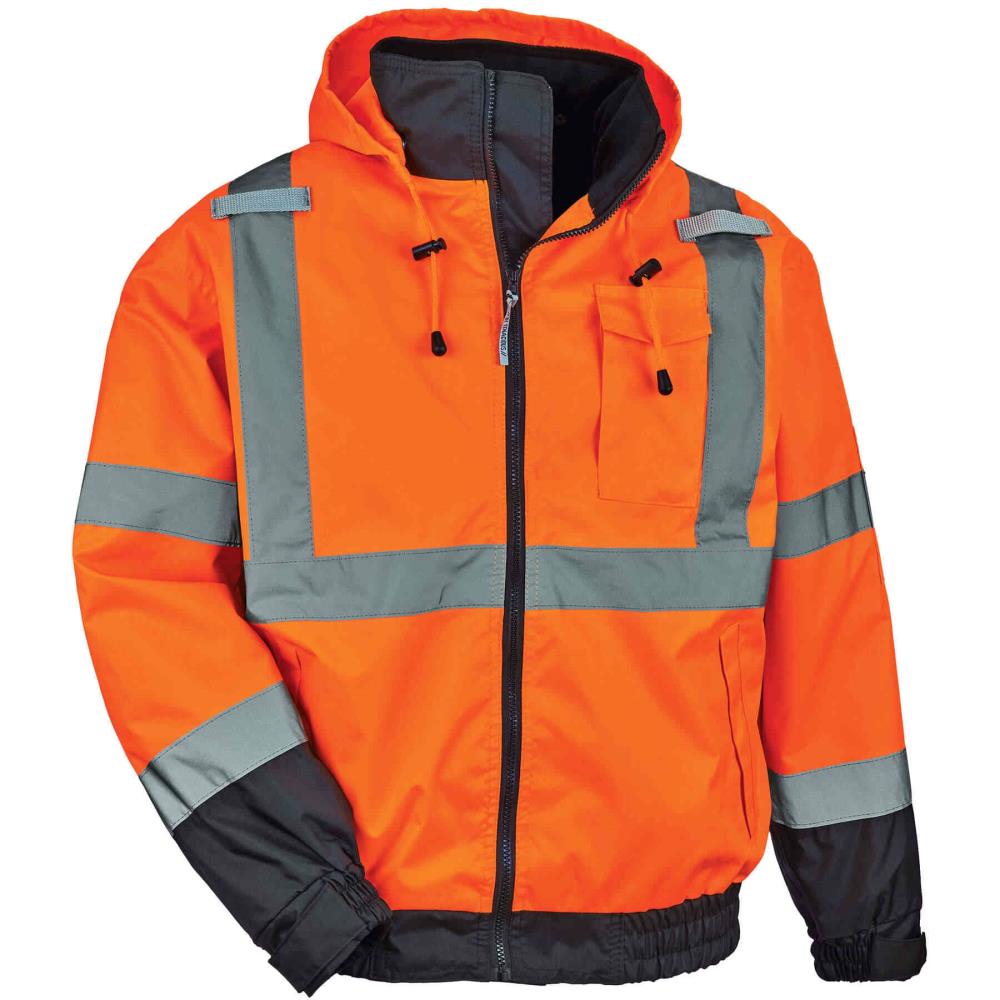 Chamarra bomber naranja con capucha y forro de lana para adulto unisex GloWear (Grande) 24464