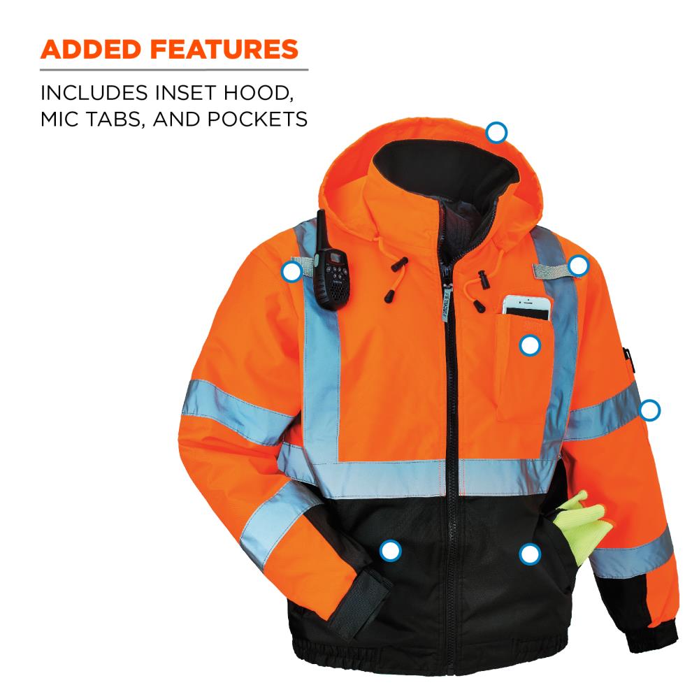 Chamarra Bomber Acolchada con Capucha en Naranja para Adultos Unisex (3XL) 25617
