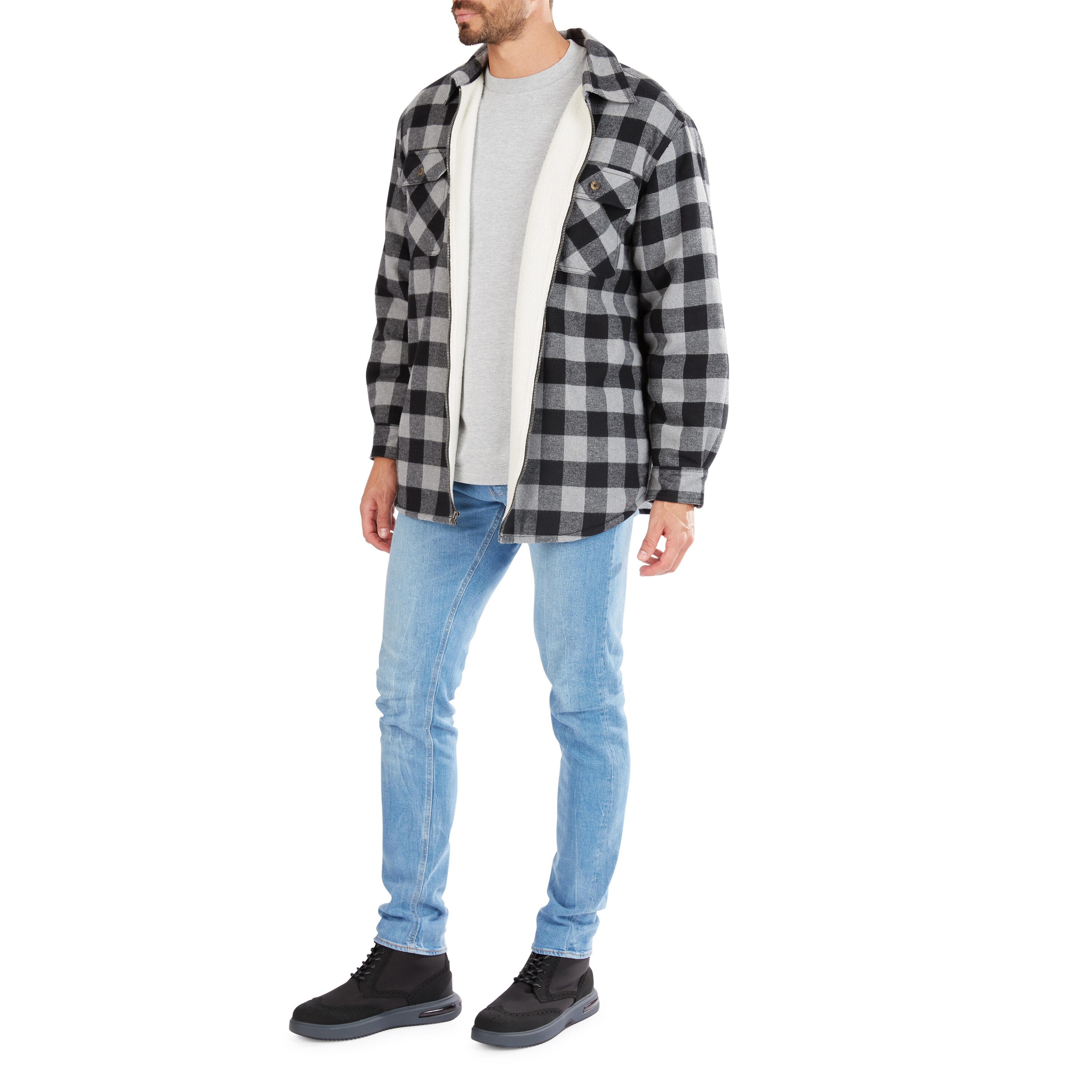 Chamarra de trabajo aislada de poliéster para hombre en piedra/negro (talla grande)