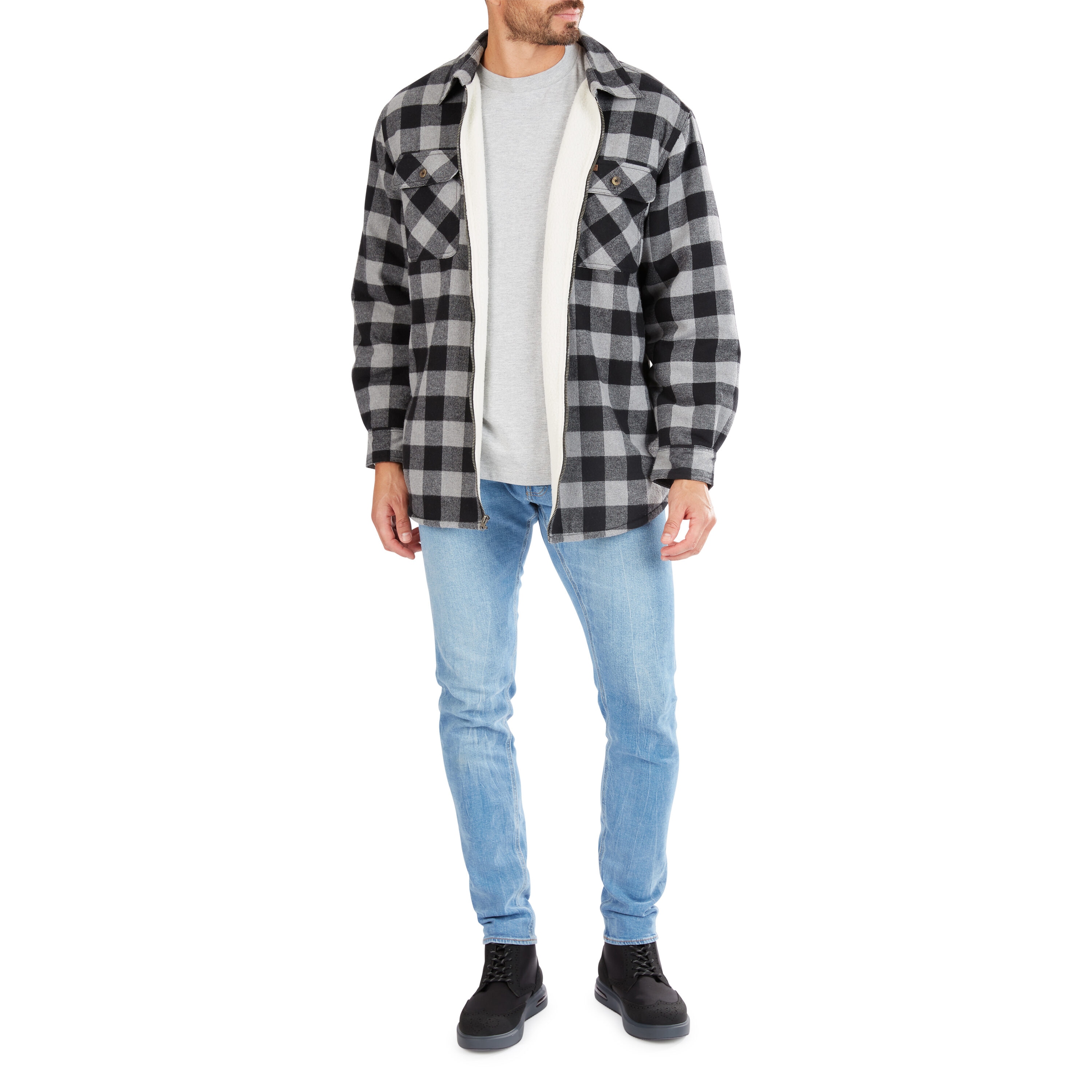 Chamarra de trabajo aislada de poliéster para hombre en piedra/negro (talla grande)