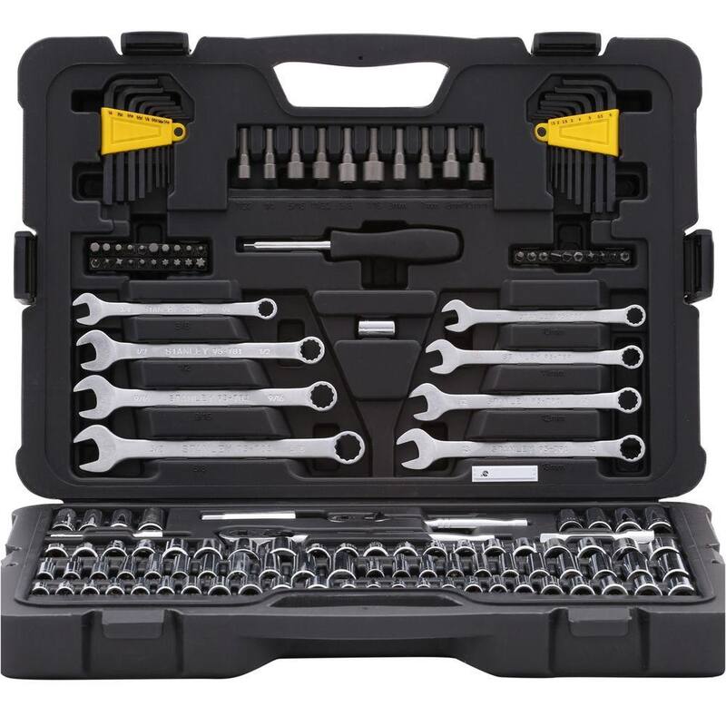 Juego de herramientas mecánicas Stanley de 1/4 in. y 3/8 in. de accionamiento SAE (145 piezas) - STMT71653
