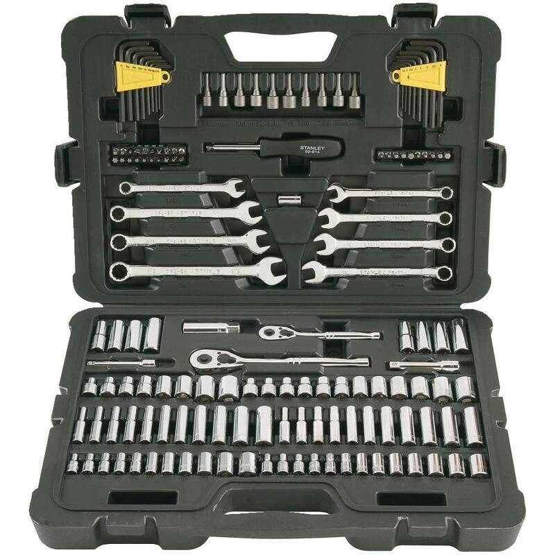 Juego de herramientas mecánicas Stanley de 1/4 in. y 3/8 in. de accionamiento SAE (145 piezas) - STMT71653