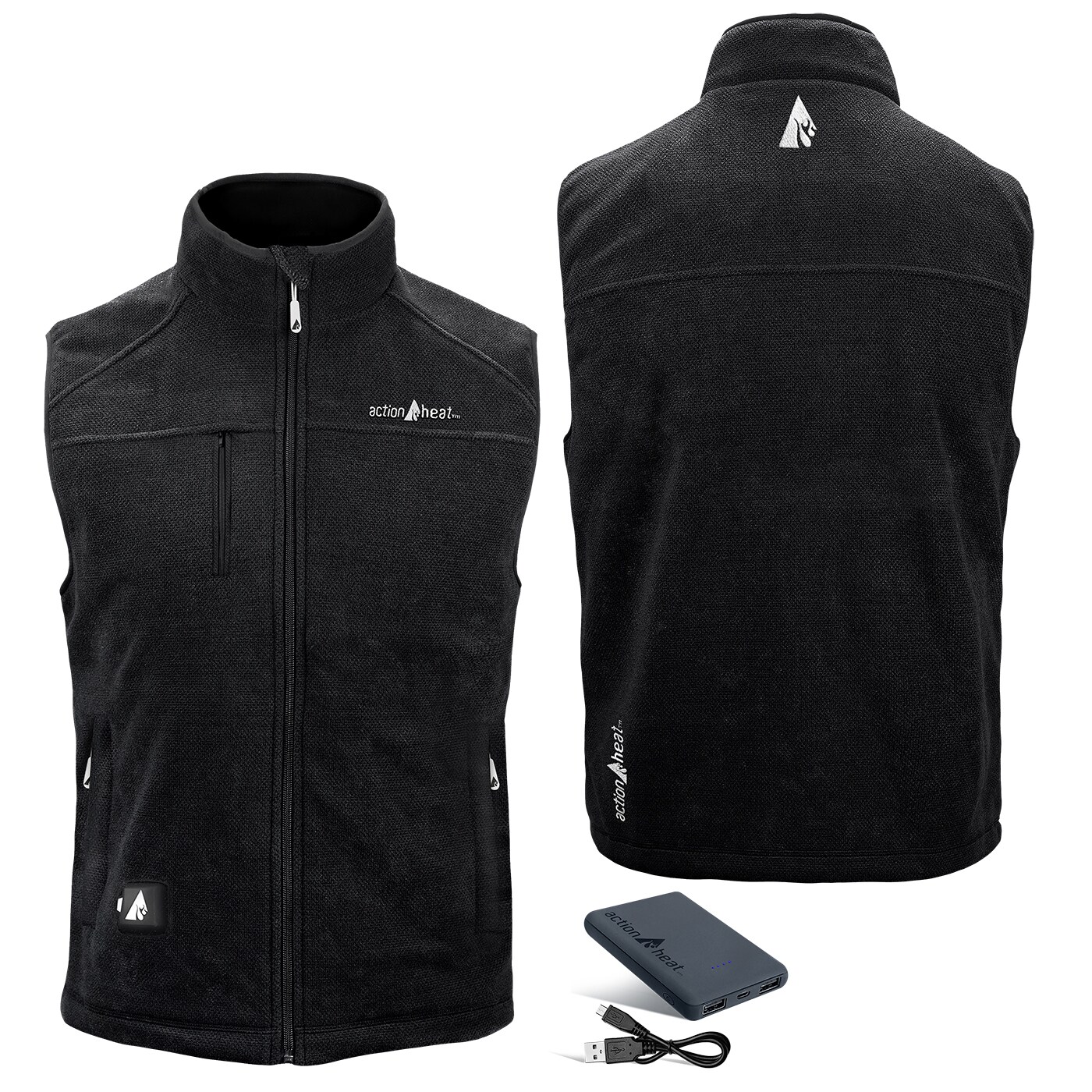 Chaleco térmico de poliéster negro para hombres de ActionHeat en talla 3XL