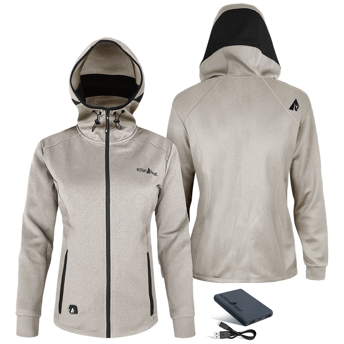 Chamarra Térmica con Capucha de Peso Medio para Mujer ActionHeat Antarctica Blanca (Talla S) Incluye Batería