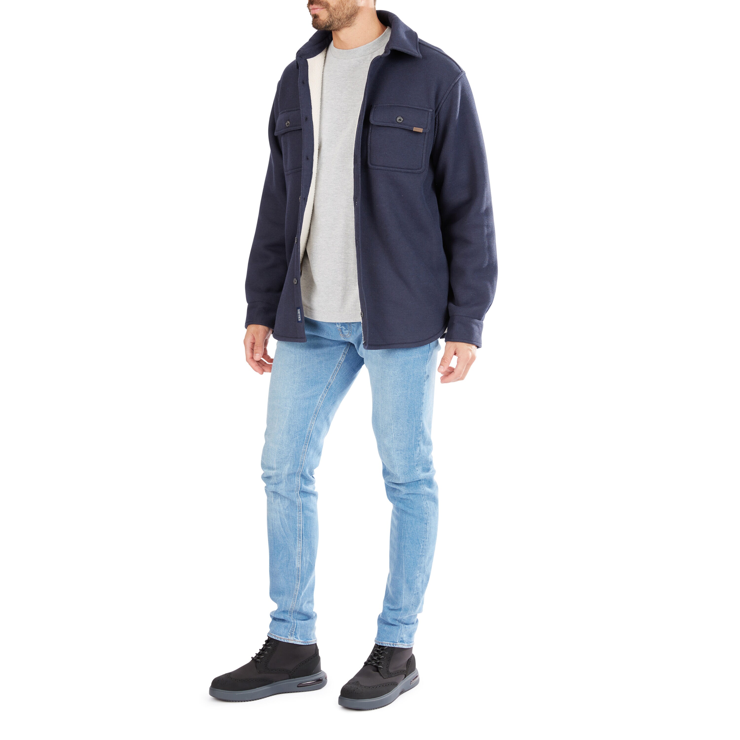 Chamarra de trabajo aislada para hombre de Smith's Workwear en azul marino jaspeado de poliéster (talla mediana)