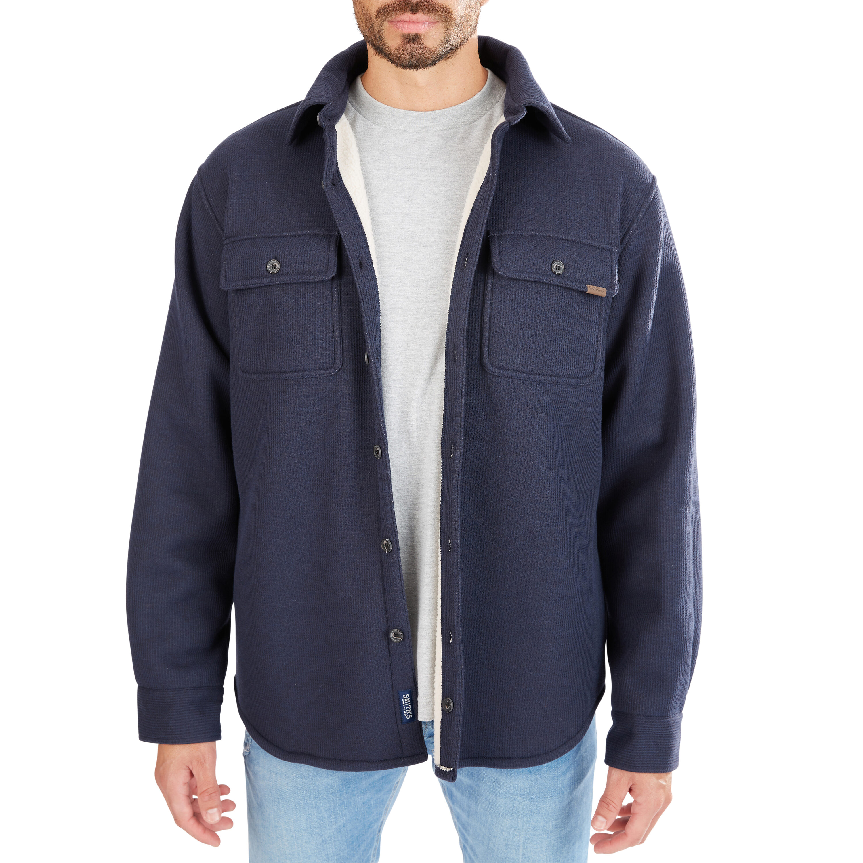 Chamarra de trabajo aislada para hombre de Smith's Workwear en azul marino jaspeado de poliéster (talla mediana)