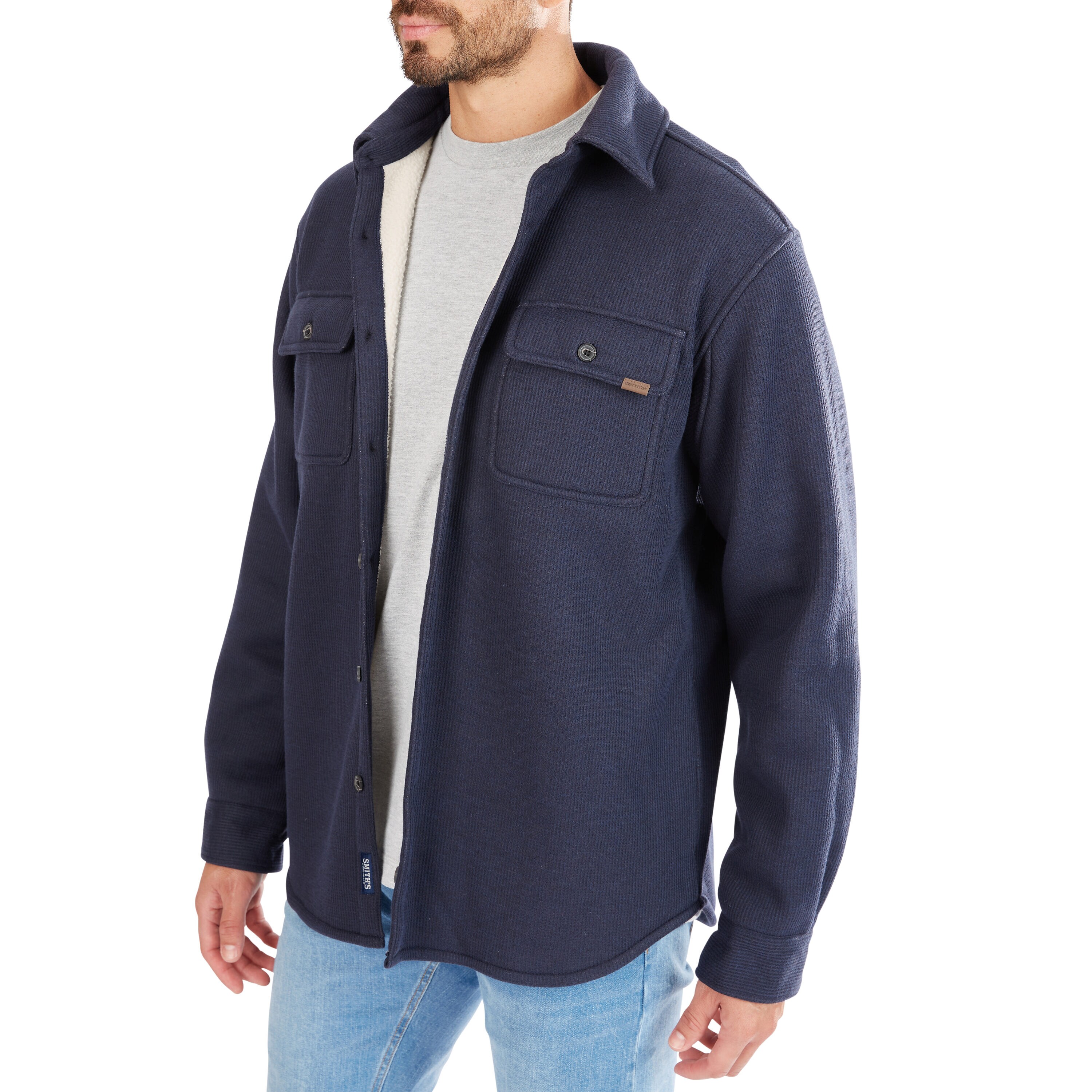 Chamarra de trabajo aislada para hombre de Smith's Workwear en azul marino jaspeado de poliéster (talla mediana)