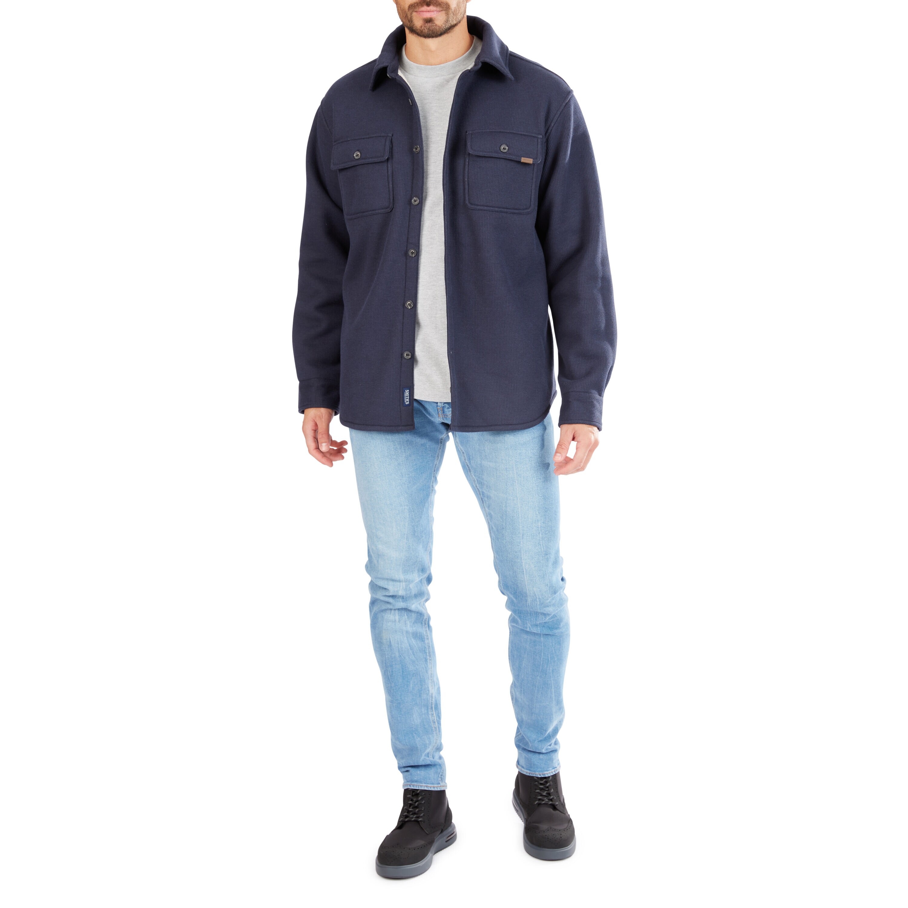 Chamarra de trabajo aislada para hombre de Smith's Workwear en azul marino jaspeado de poliéster (talla mediana)