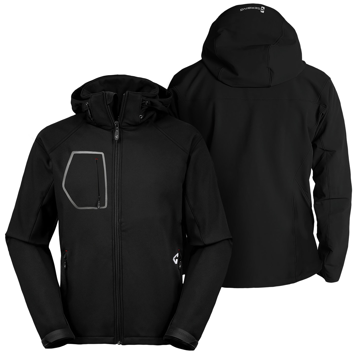 Chamarra térmica con capucha para hombre en negro de peso medio (talla pequeña)