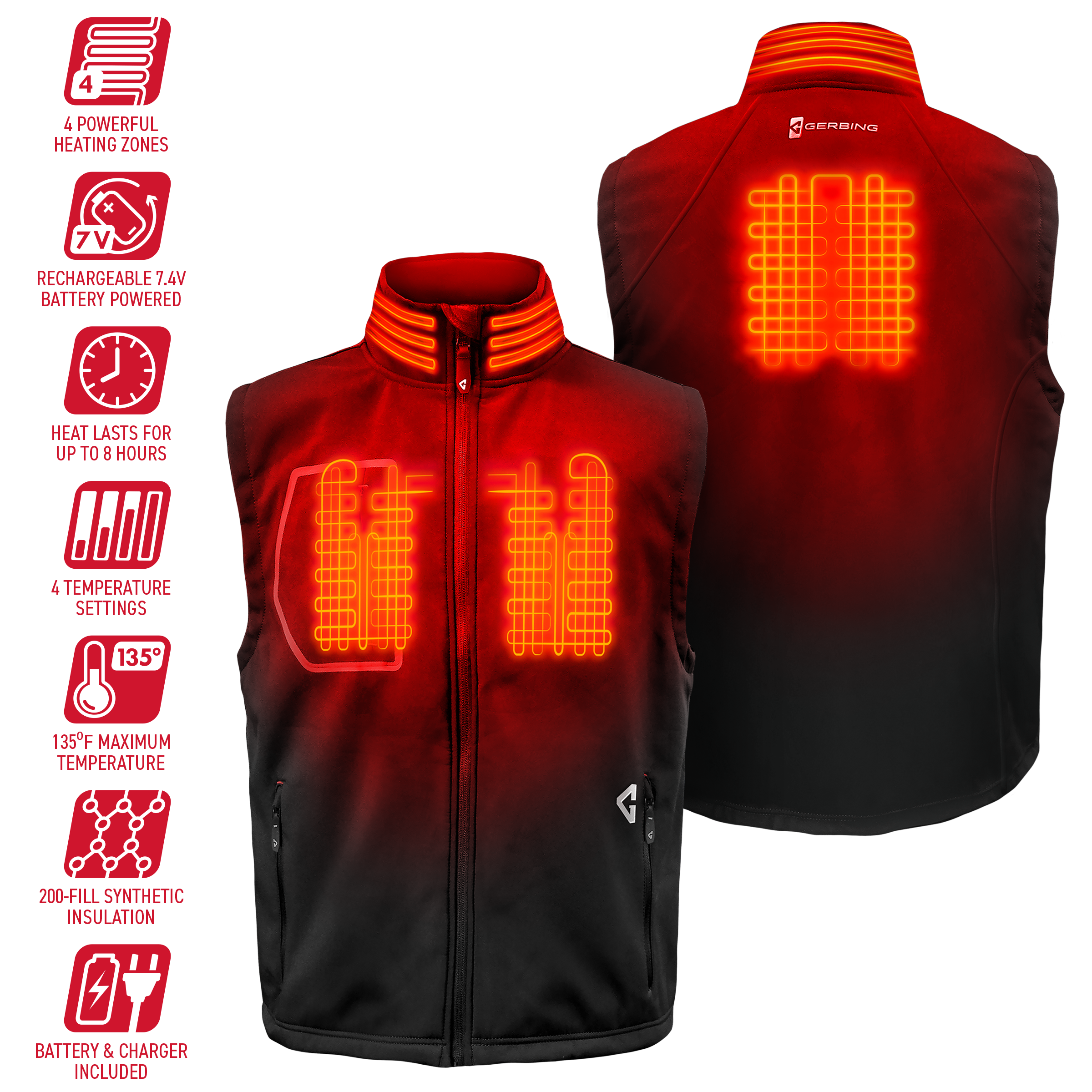 Chaleco Calentador Negro de Poliéster para Hombre Talla Pequeña