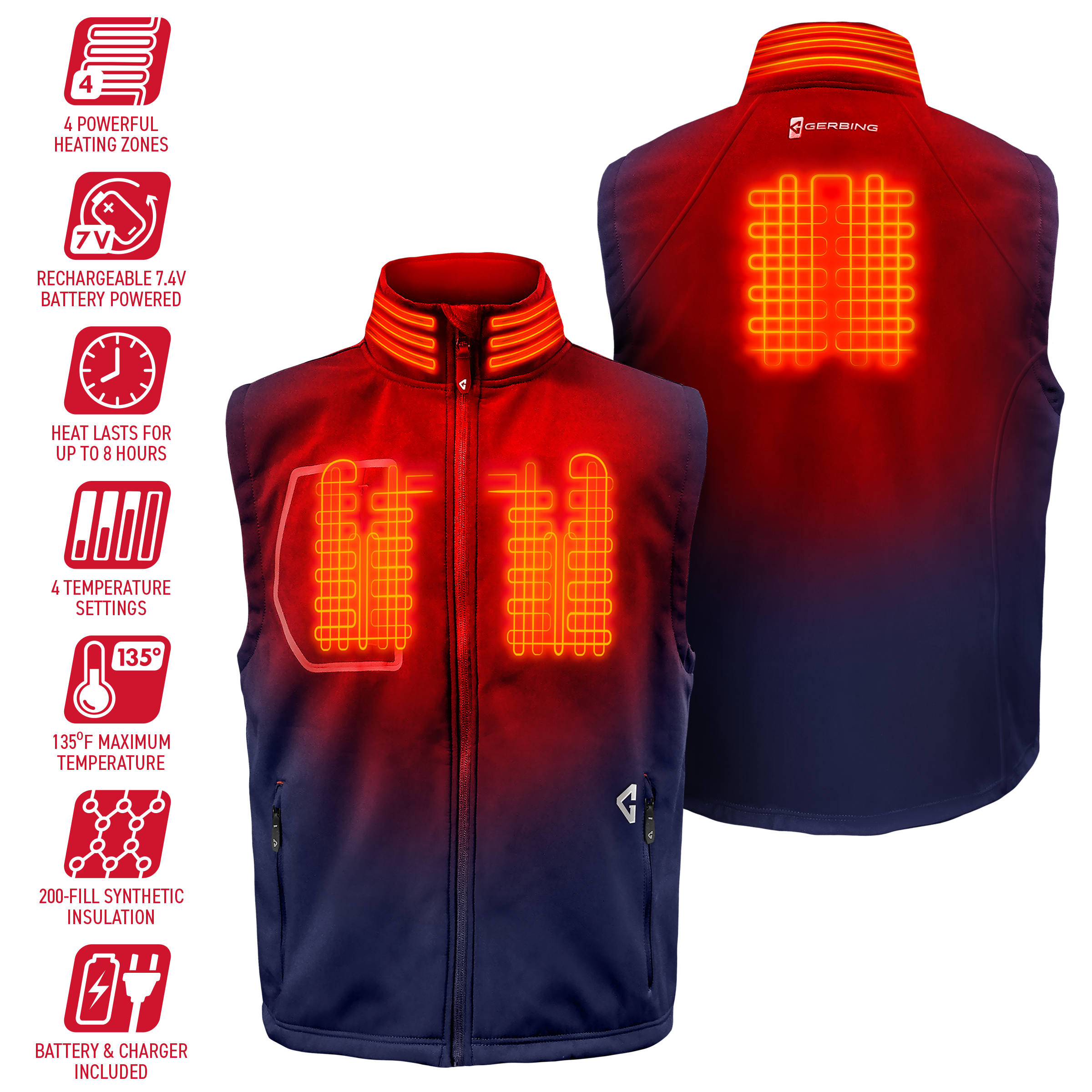 Chaleco térmico azul para hombre de poliéster, talla pequeña