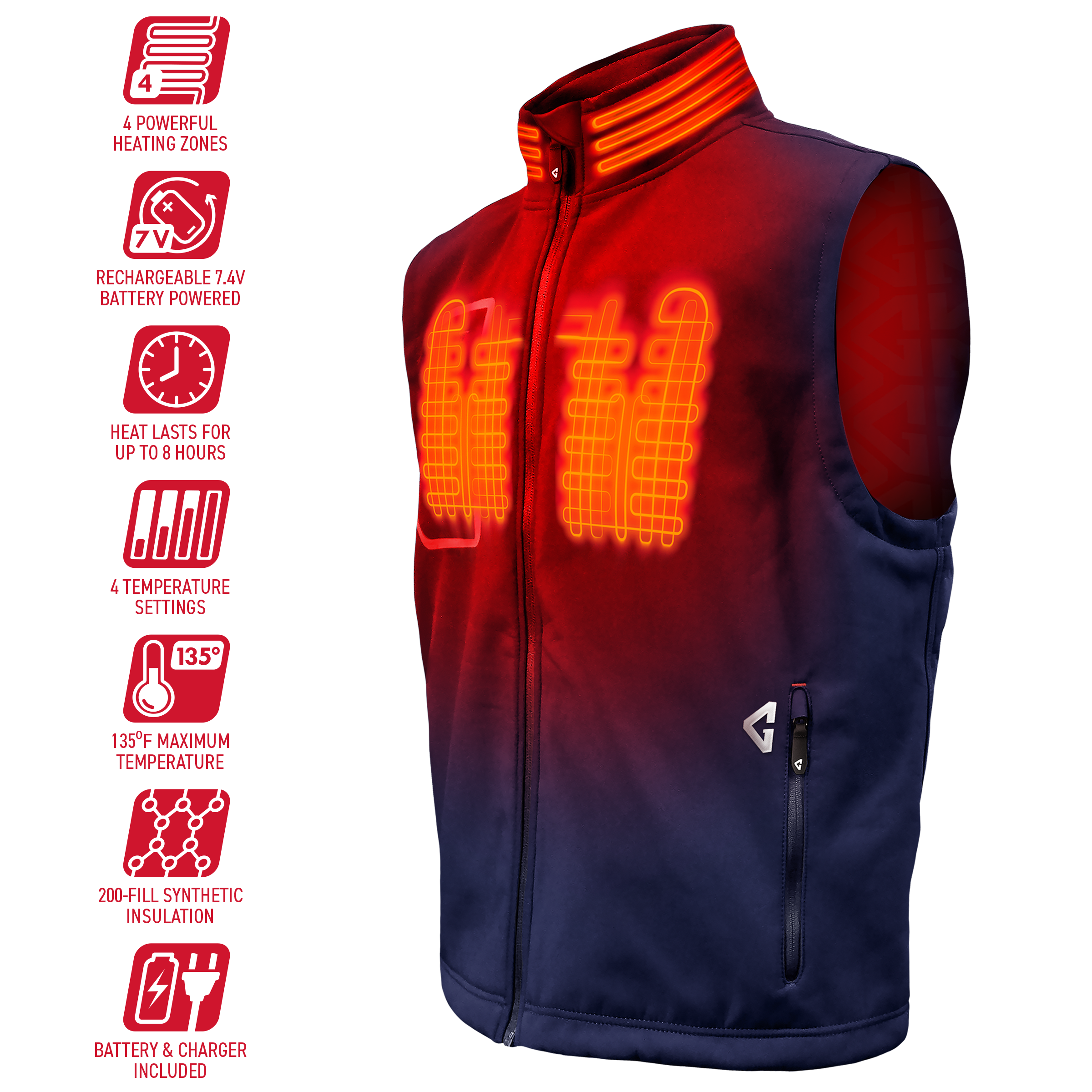 Chaleco térmico azul para hombre de poliéster, talla pequeña