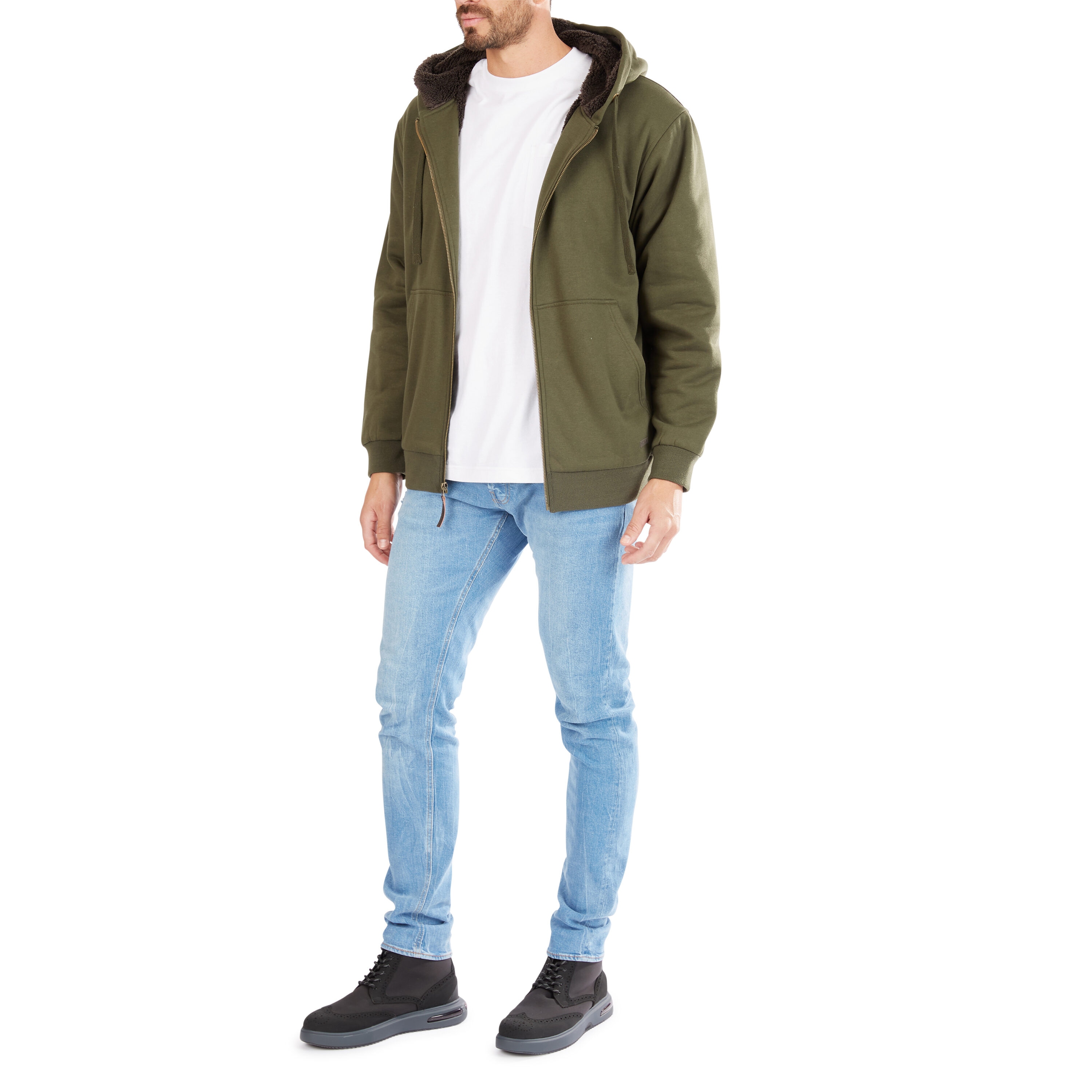 Sudadera con Capucha Aislante de Forro Polar en Poliéster Negro Oliva para Hombres de Smith's Workwear (Grande) S4522-BLKOL-L