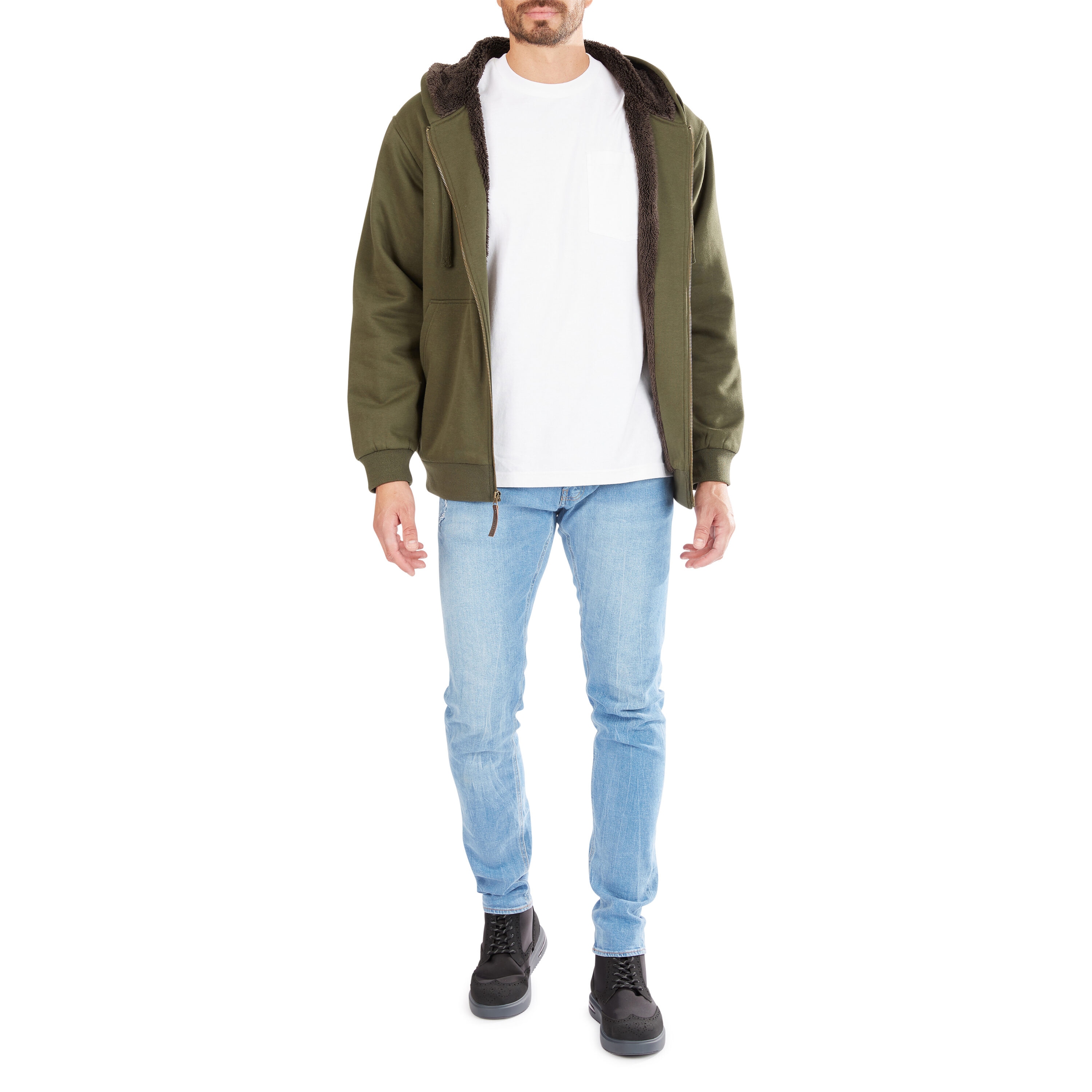 Sudadera con Capucha Aislante de Forro Polar en Poliéster Negro Oliva para Hombres de Smith's Workwear (Grande) S4522-BLKOL-L
