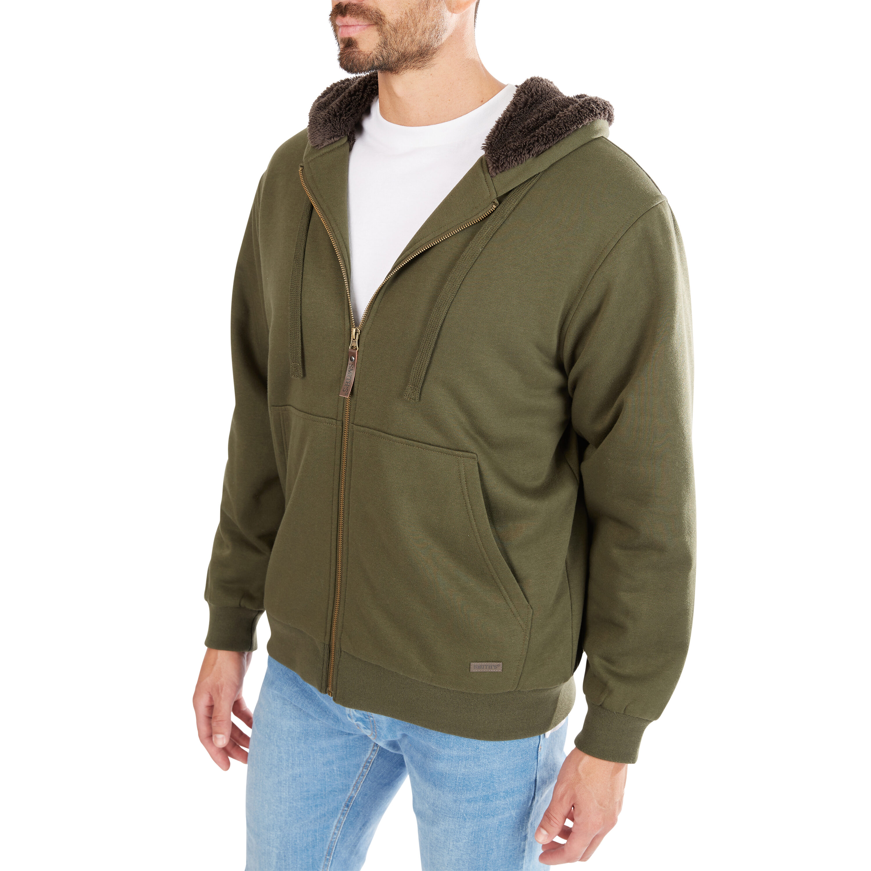 Sudadera con Capucha Aislante de Forro Polar en Poliéster Negro Oliva para Hombres de Smith's Workwear (Grande) S4522-BLKOL-L