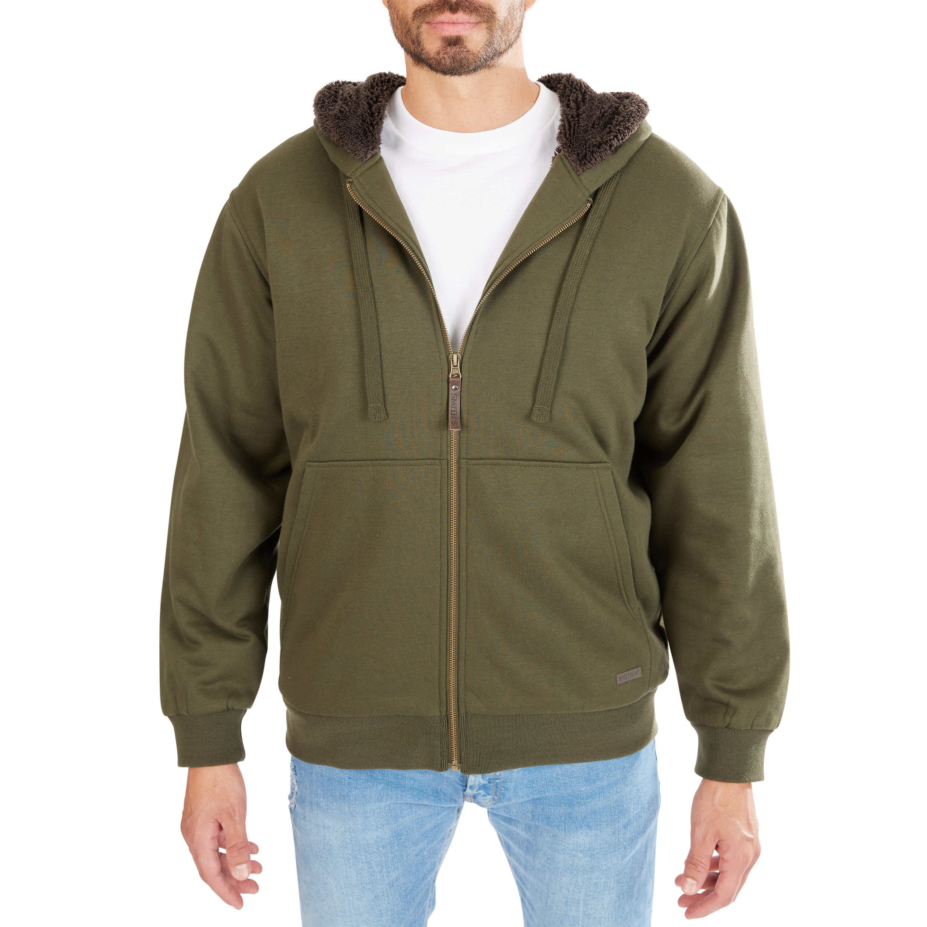 Sudadera con Capucha Aislante de Forro Polar en Poliéster Negro Oliva para Hombres de Smith's Workwear (Grande) S4522-BLKOL-L