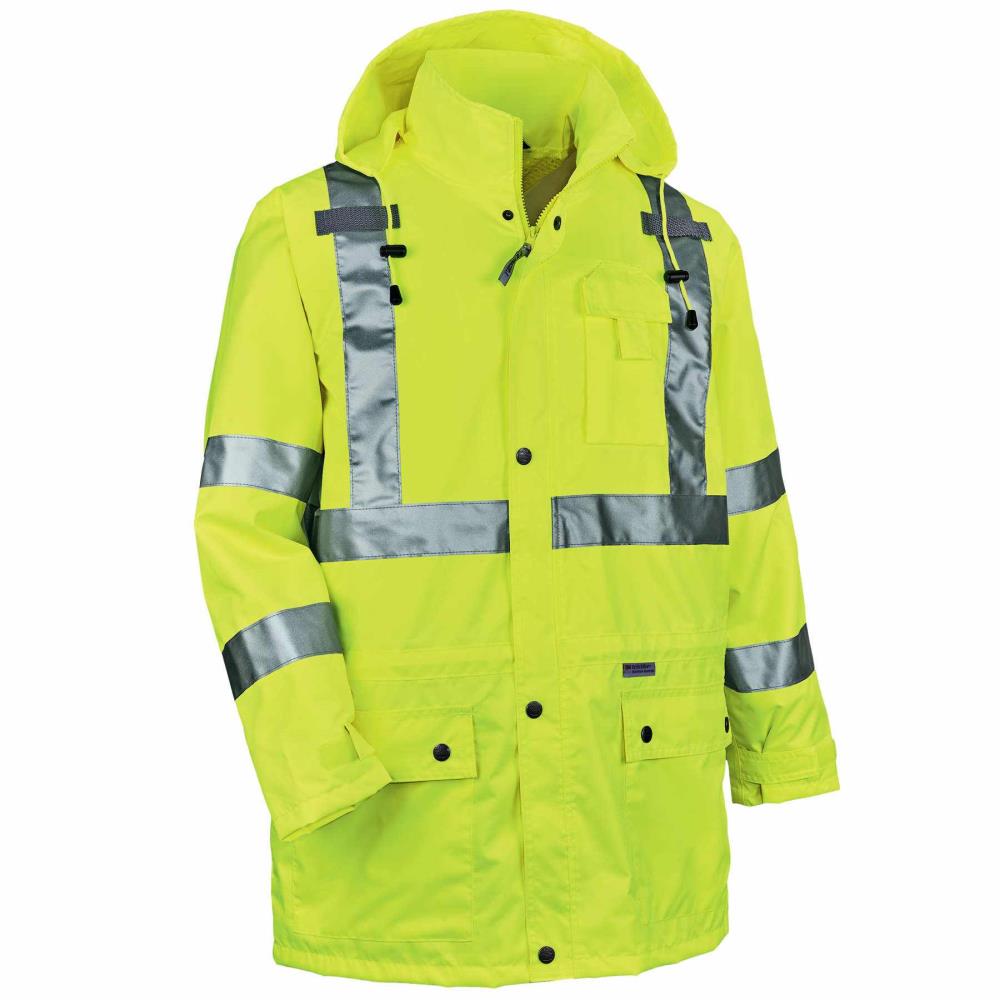 Chamarra de trabajo con capucha en color verde limón para adulto unisex (4XL) 24328