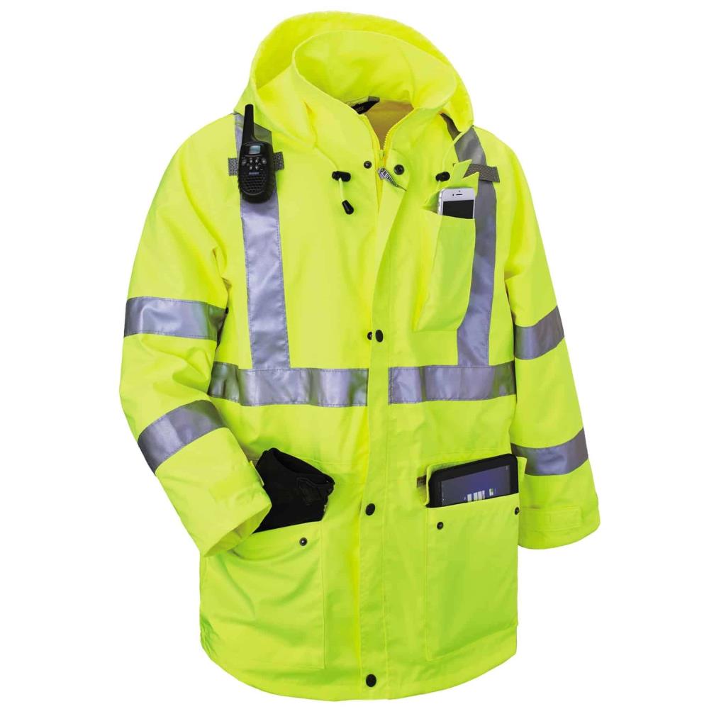 Chamarra de trabajo con capucha en color verde limón para adulto unisex (4XL) 24328