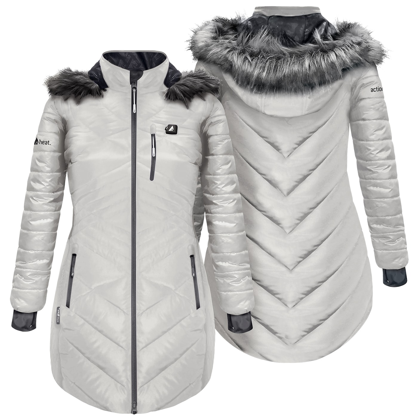 Chamarra térmica con capucha y peso pesado para mujer en blanco de Antarctic para acción de calor (Grande)