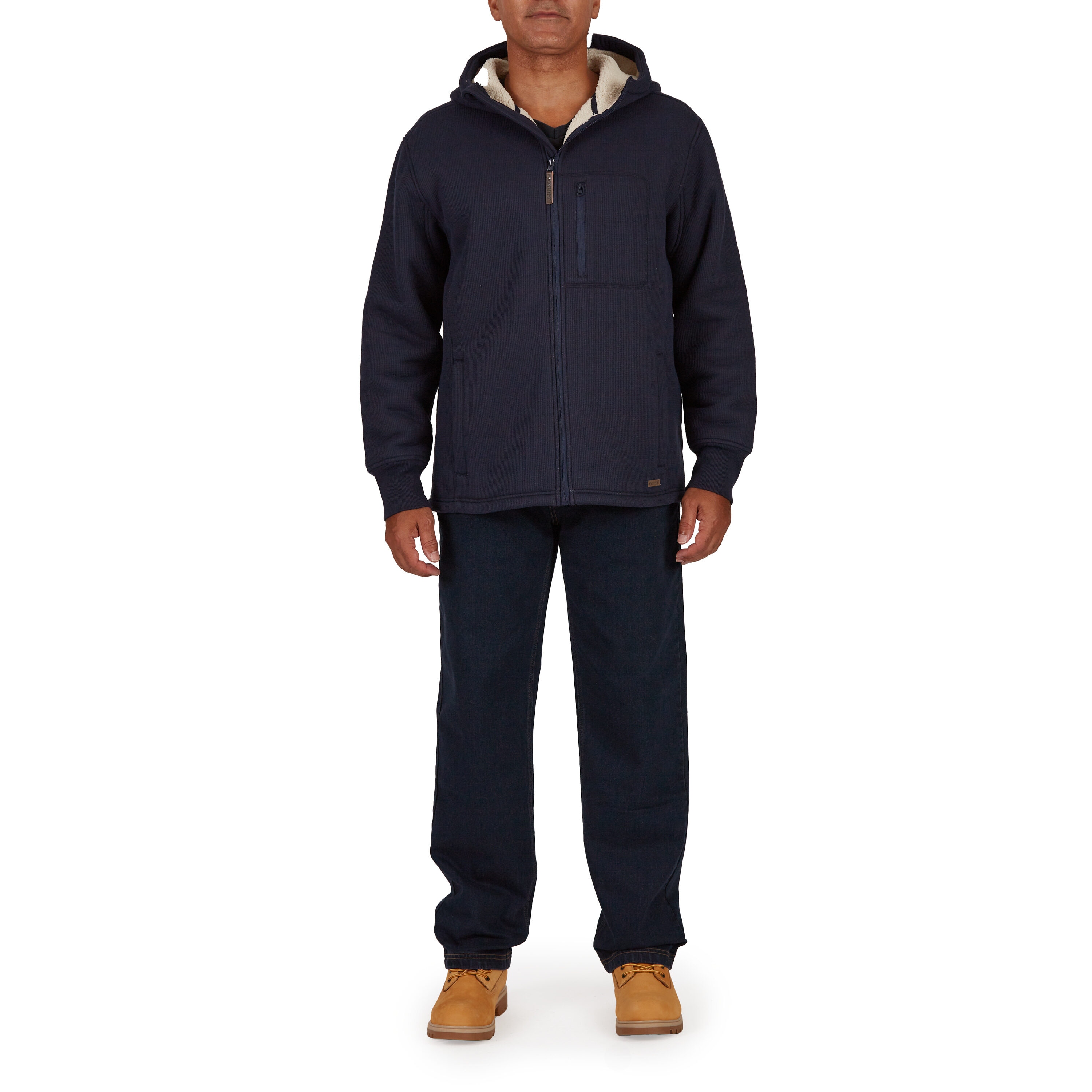 Chamarra de trabajo aislada con capucha de poliéster en azul marino jaspeado para hombre de Smith's Workwear (Talla Grande)