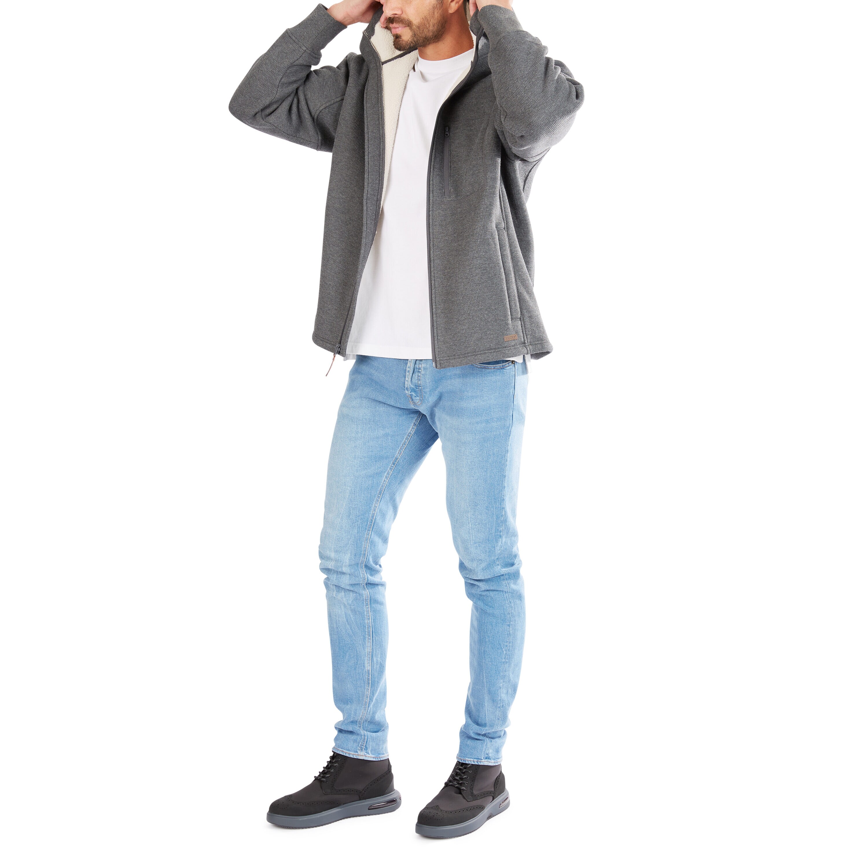 Chamarra de trabajo aislada con capucha de poliéster en carbón jaspeado para hombre de Smith's Workwear (Grande)
