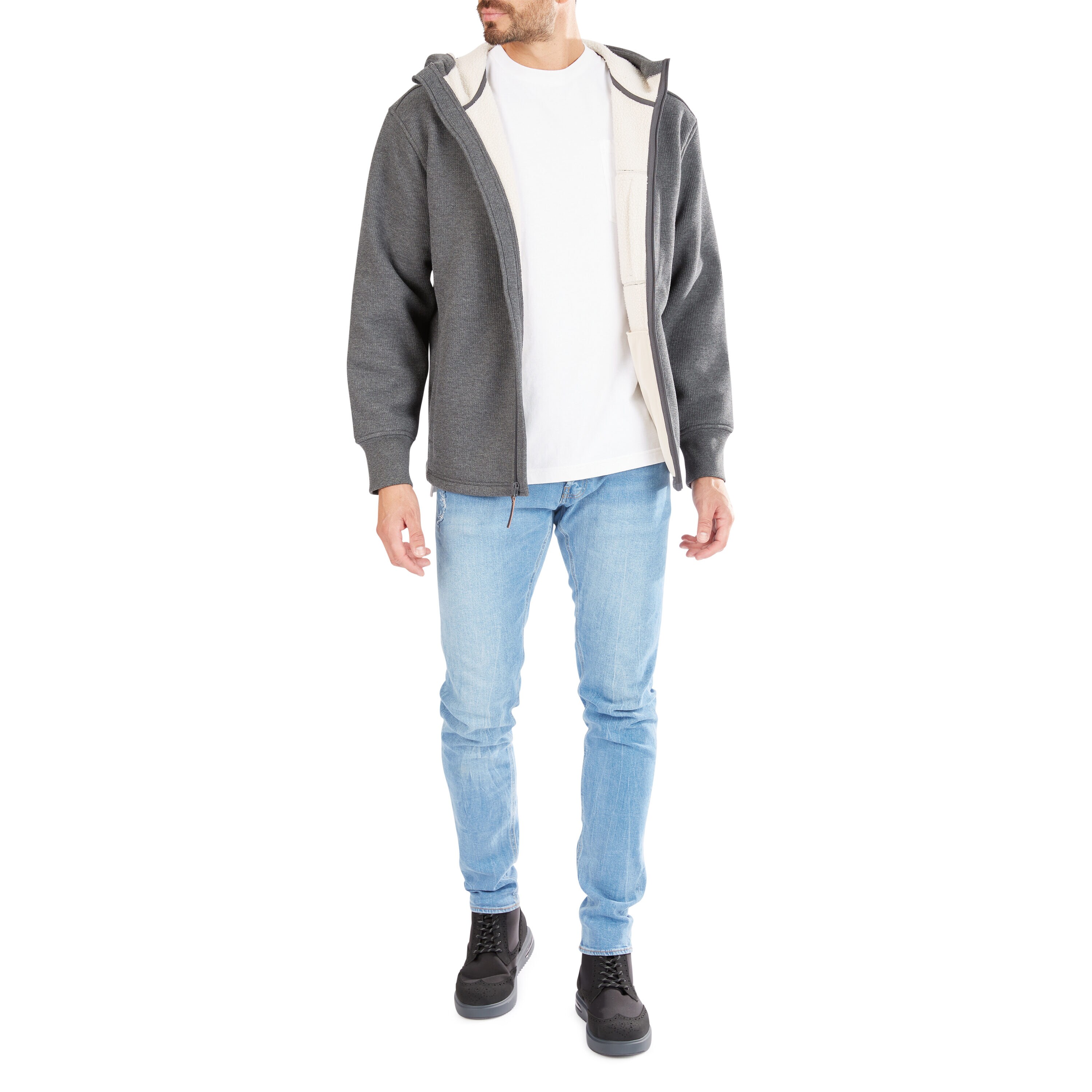 Chamarra de trabajo aislada con capucha de poliéster en carbón jaspeado para hombre de Smith's Workwear (Grande)