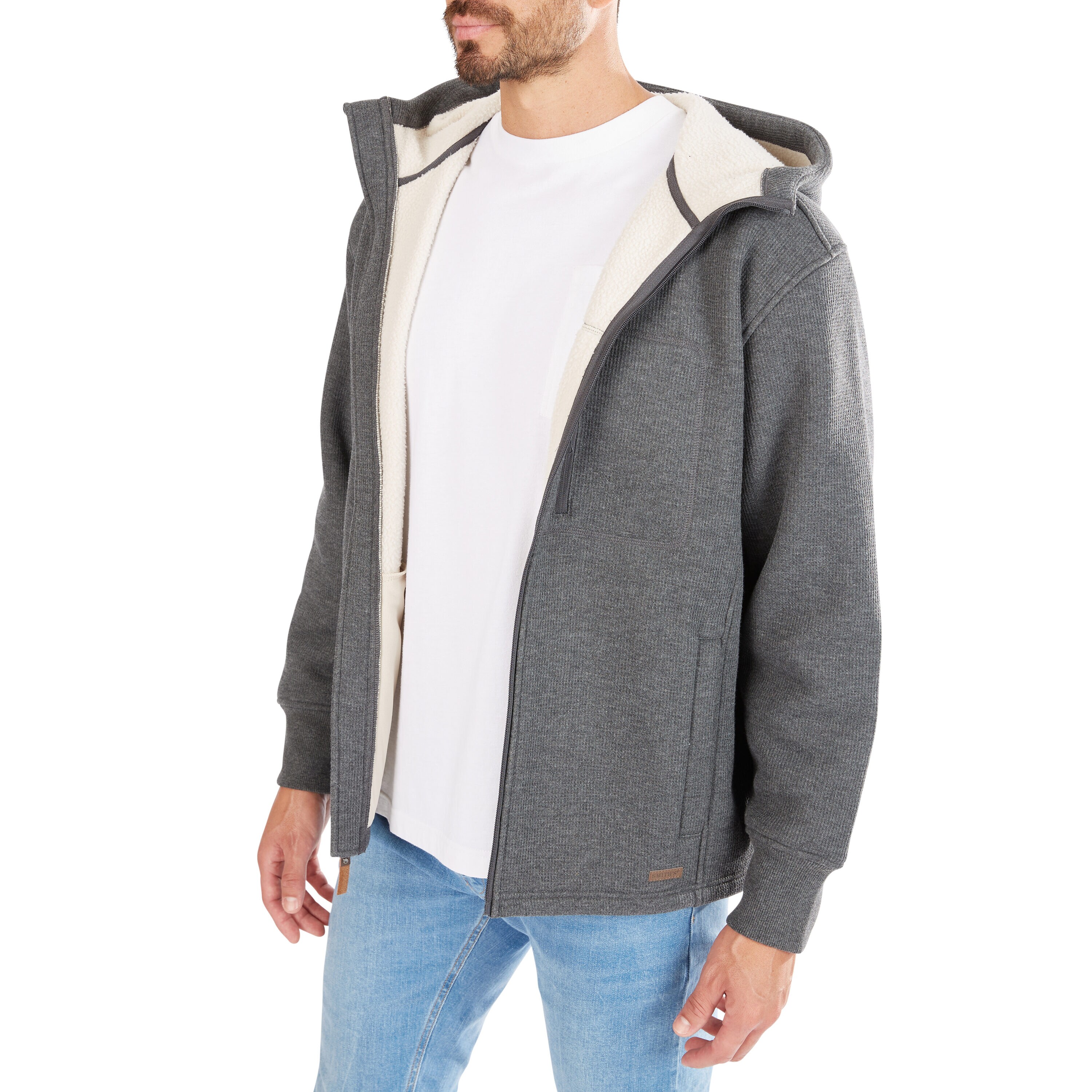 Chamarra de trabajo aislada con capucha de poliéster en carbón jaspeado para hombre de Smith's Workwear (Grande)