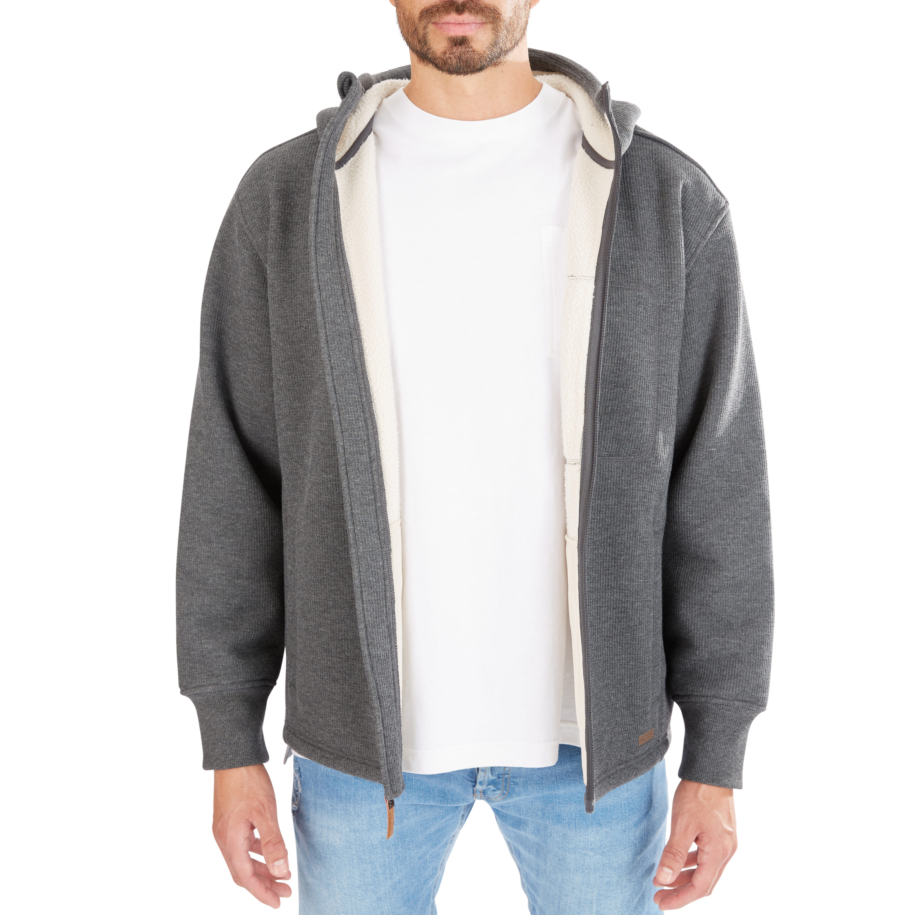 Chamarra de trabajo aislada con capucha de poliéster en carbón jaspeado para hombre de Smith's Workwear (Grande)
