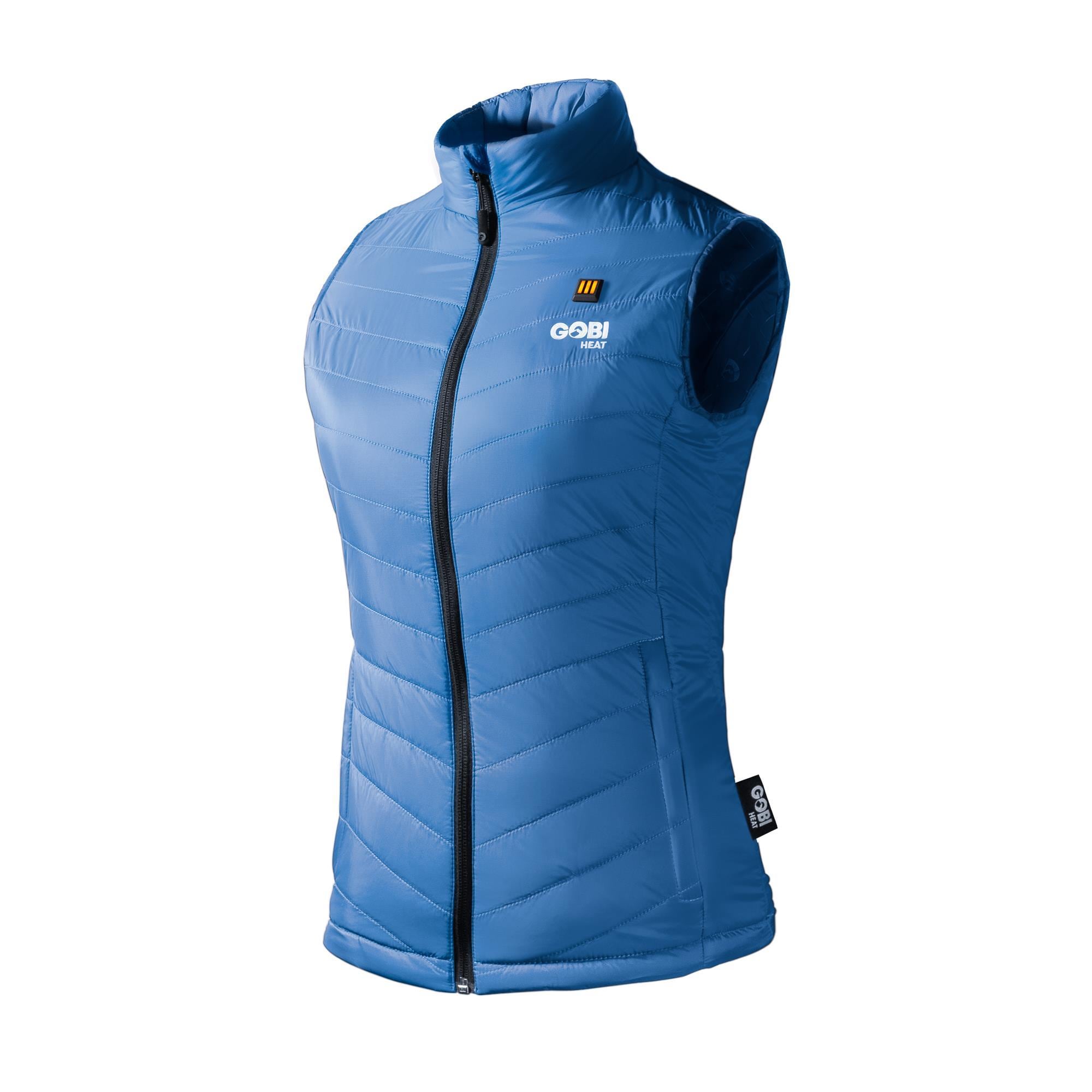 Chaleco calefactable de poliéster azul para mujer en talla XS