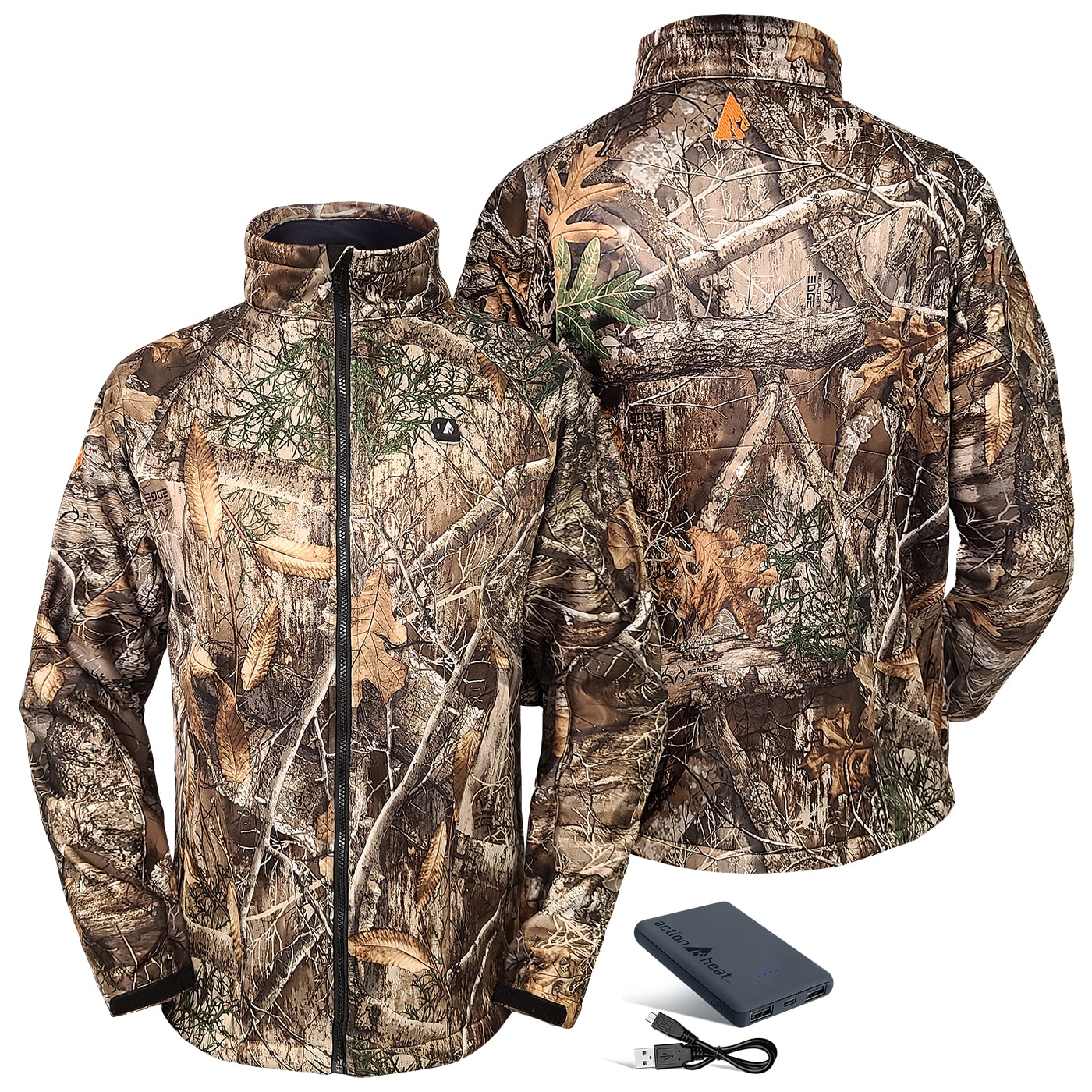 Chamarra térmica con estampado de camuflaje Real Tree para hombre de ActionHeat (Talla Mediana) Incluye batería AH-JKT-5V-M-C-M.