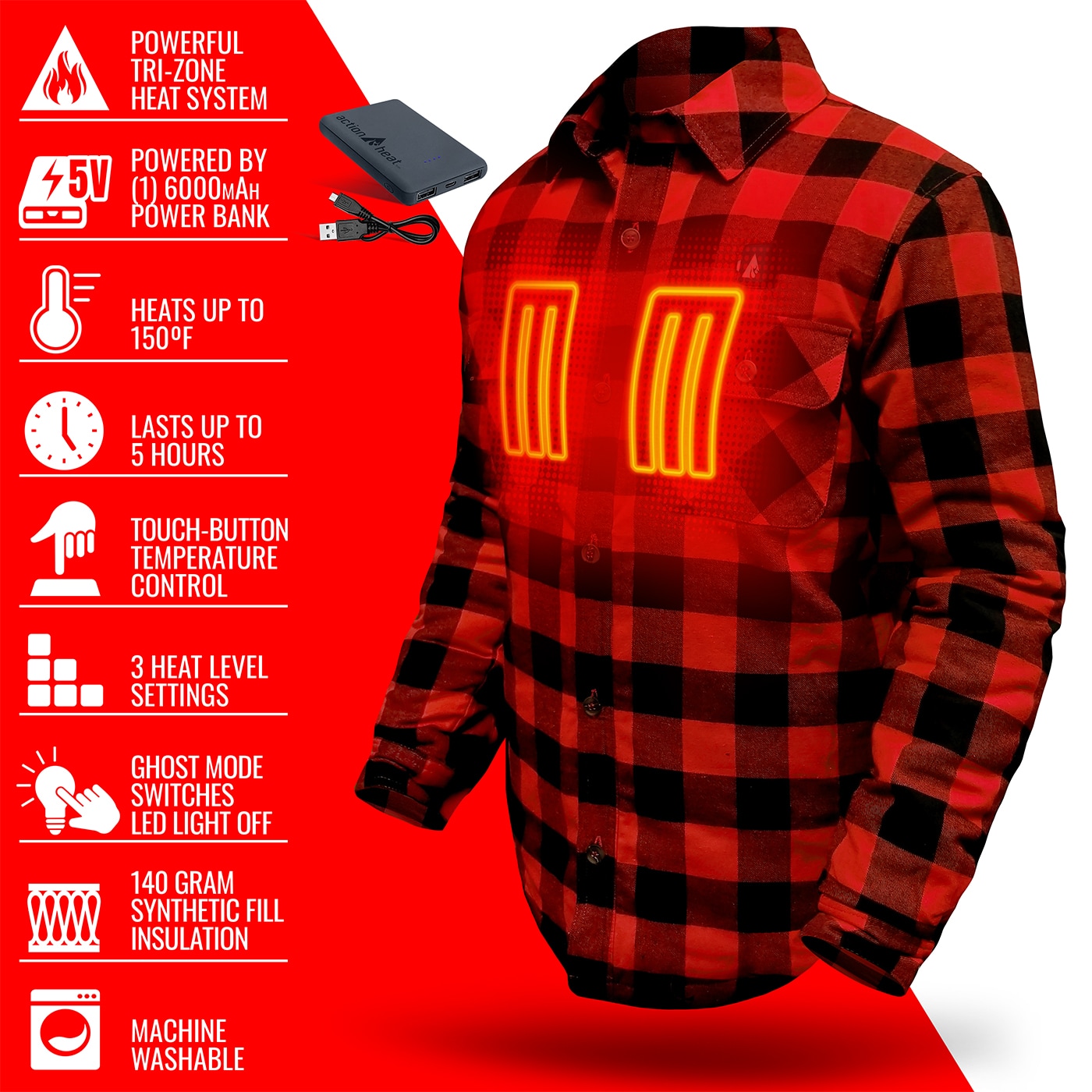 Chamarra Calienta de Peso Medio Roja/Negra para Adultos Unisex (Talla chica)